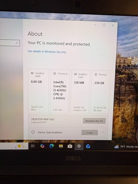Dell Latitude E7470 i5-6300U 256GB SSD 8GB RAM (No Charger Included)