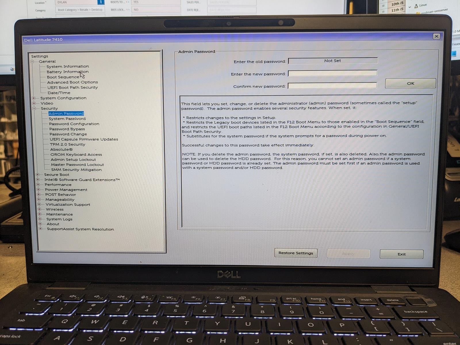 DELL LATITUDE 7410 i7-10610U @ 1.80GHz, 16GB RAM, NO HDD/OS