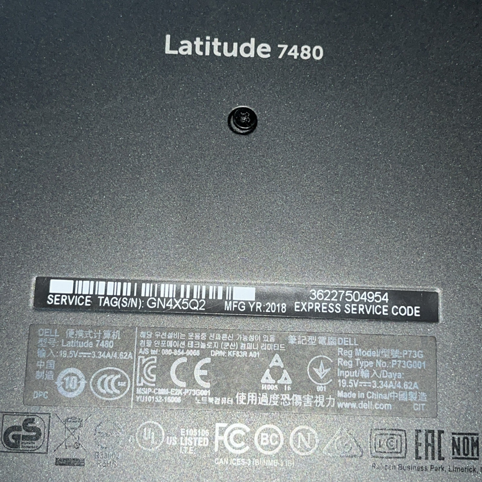 DELL LATITUDE 7480 INTEL CORE I7-7600U 2.80GHZ 8GB RAM NO HD