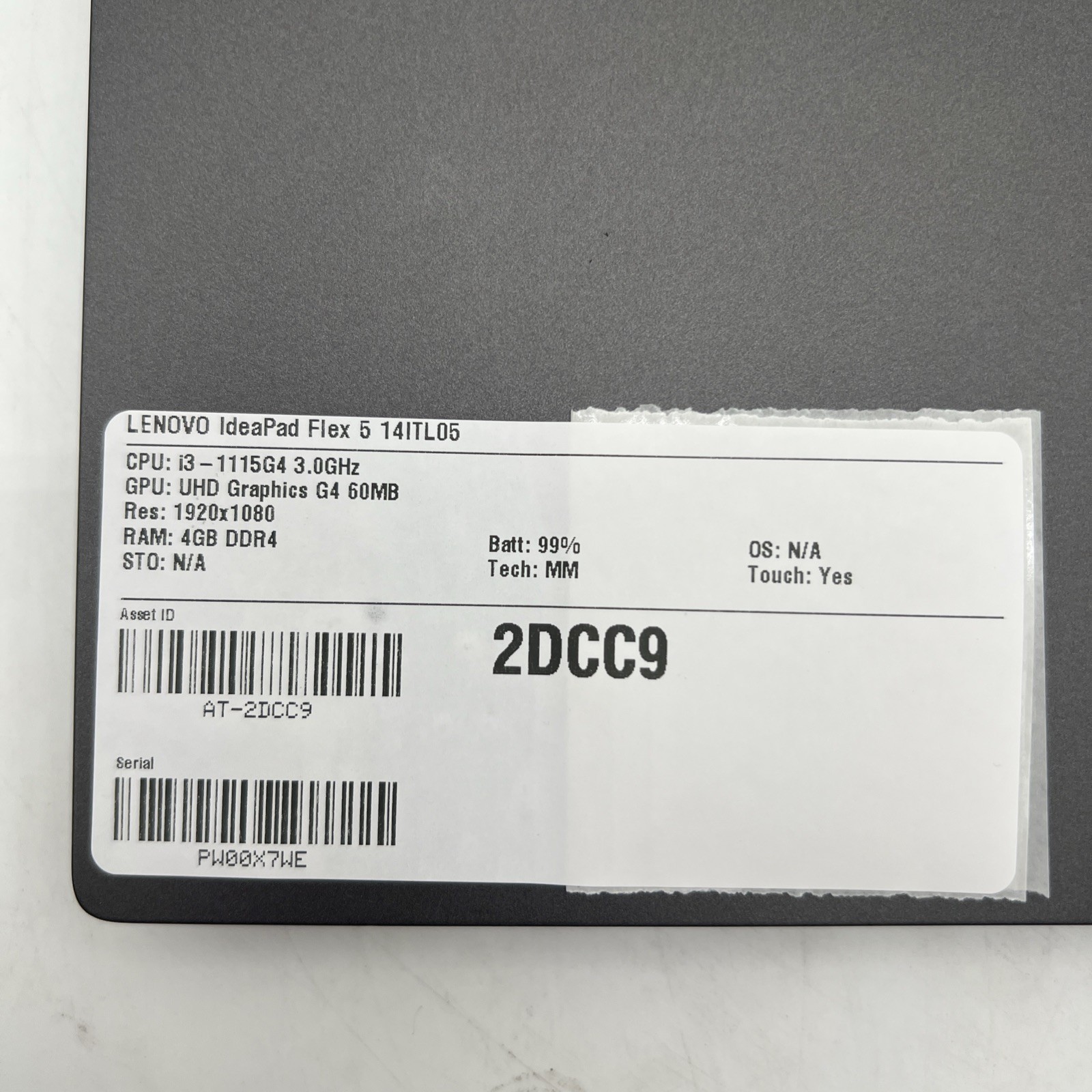 Lenovo IdeaPad Flex 5 14ITL05 14″ I3 1115G4 3.0GHz 4GB RAM No Drive No OS