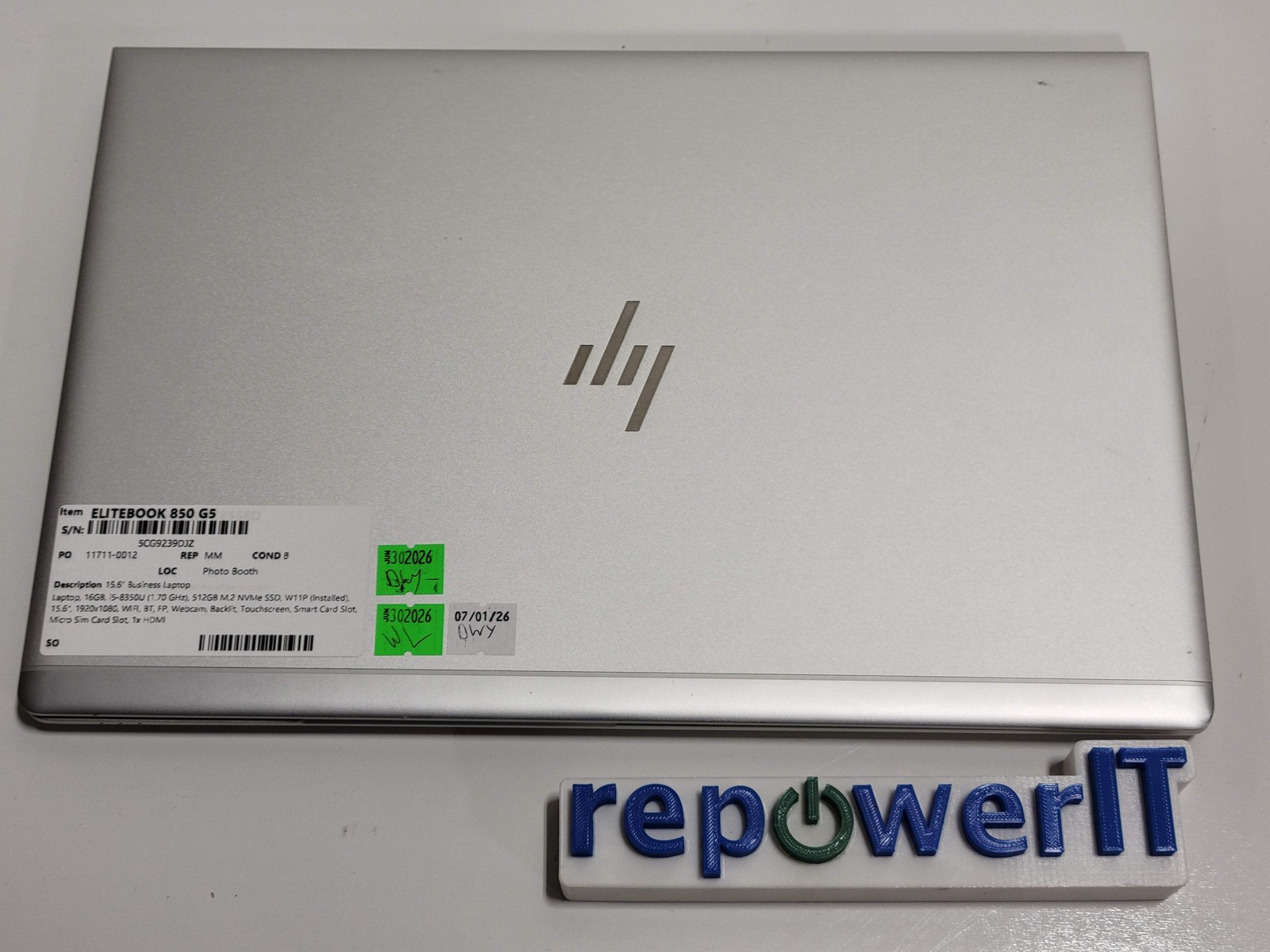 HP Elitebook 850 G5 15.6″ Laptop i5-8350U 1.7GHz 16GB 512GB M.2 NVMe SSD W11P Gr