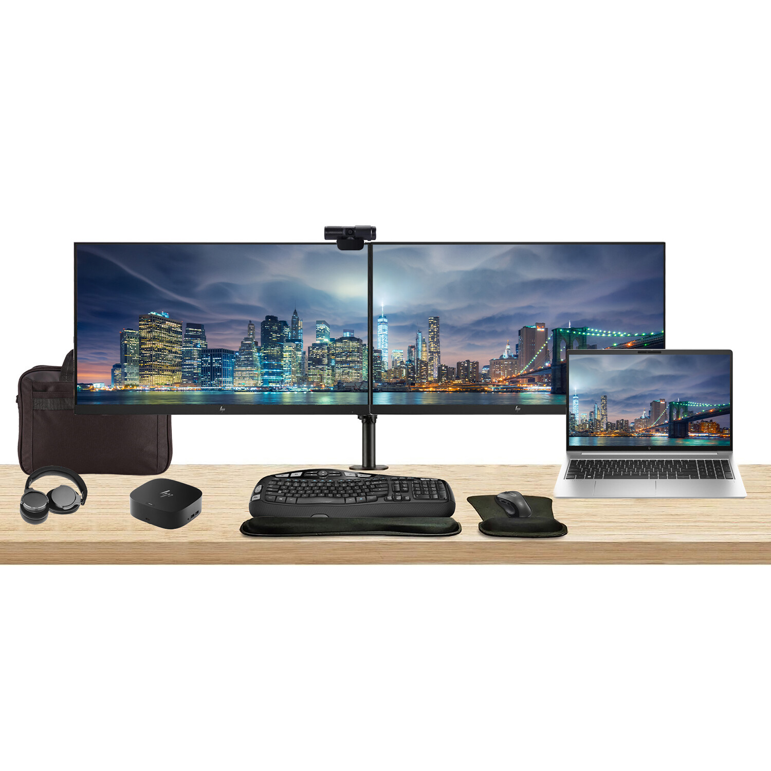 HP ProBook 450 G10 15.6″ i7, 16GB RAM, Bundle with 2 x EliteDisplay 27″ Monitors