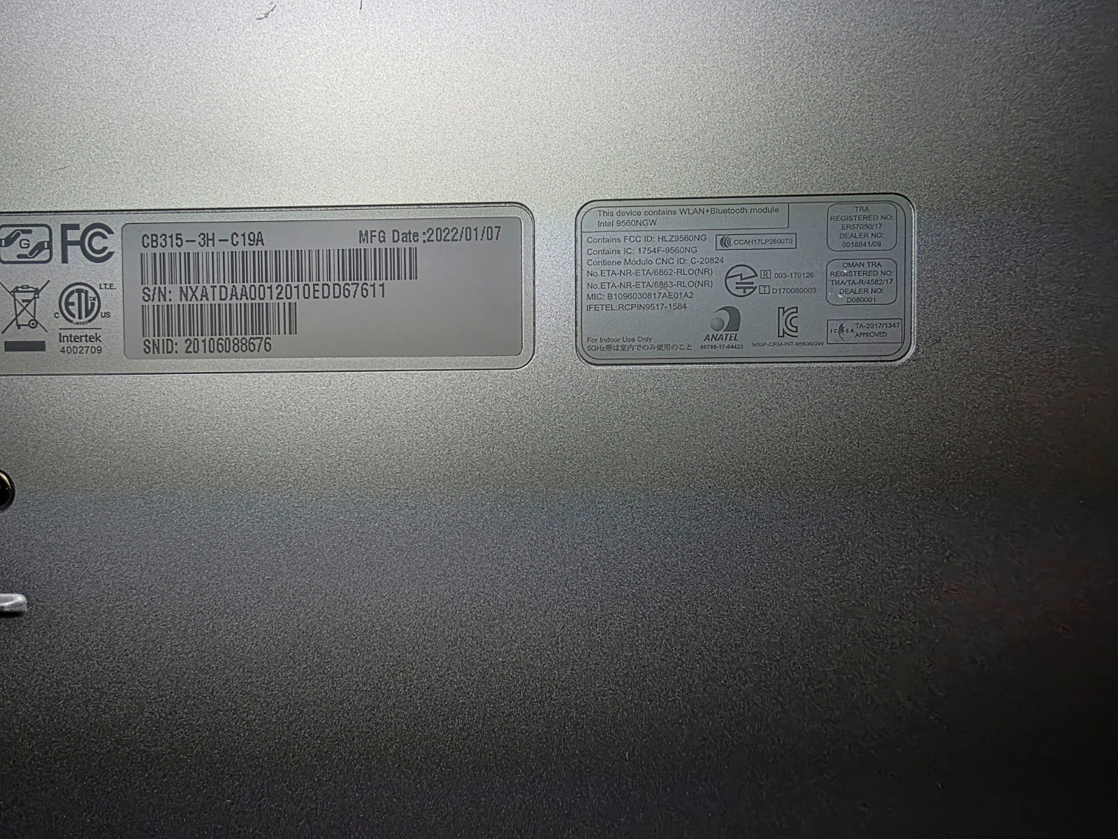 Acer Chromebook CB315-3H N19Q3 15.6 Laptop Chrome With Case And Cable WORKS