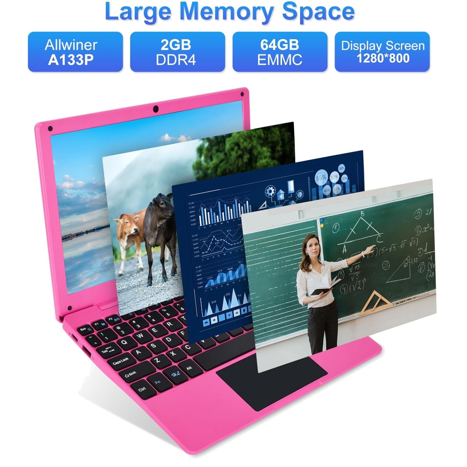 10.1″ Quad-Core Mini Laptop Android 12.0 2GB RAM 64GB Pink#