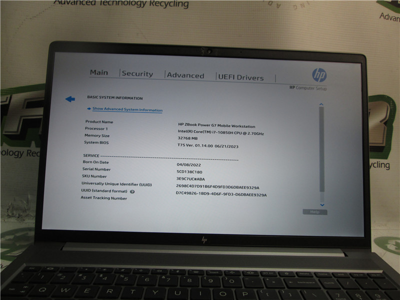HP ZBook G7 Laptop i7-10850H 2.7GHz 32GB RAM 512GB SSD Windows 11 Pro COA