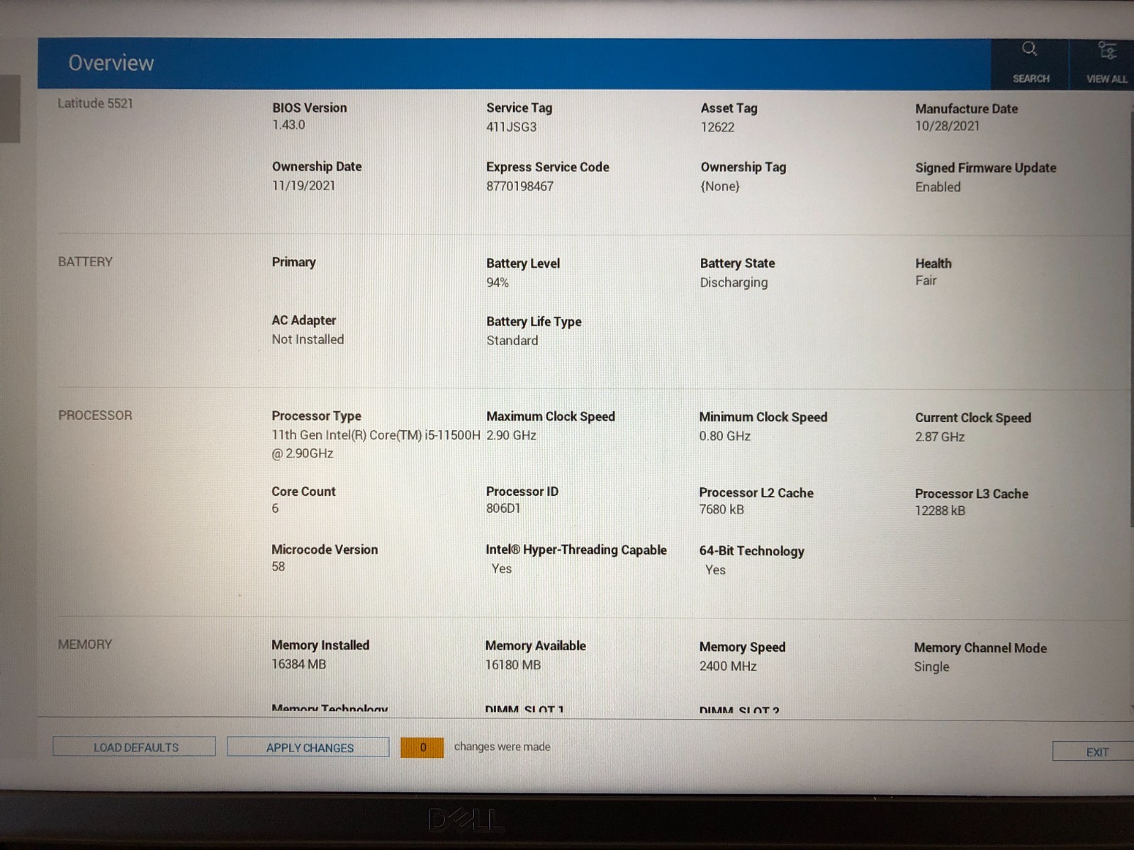 Dell Latitude 5521 15.6″ i5-11500H 2.90GHz 16GB RAM 256GB SSD WIN 11 Pro Tested!