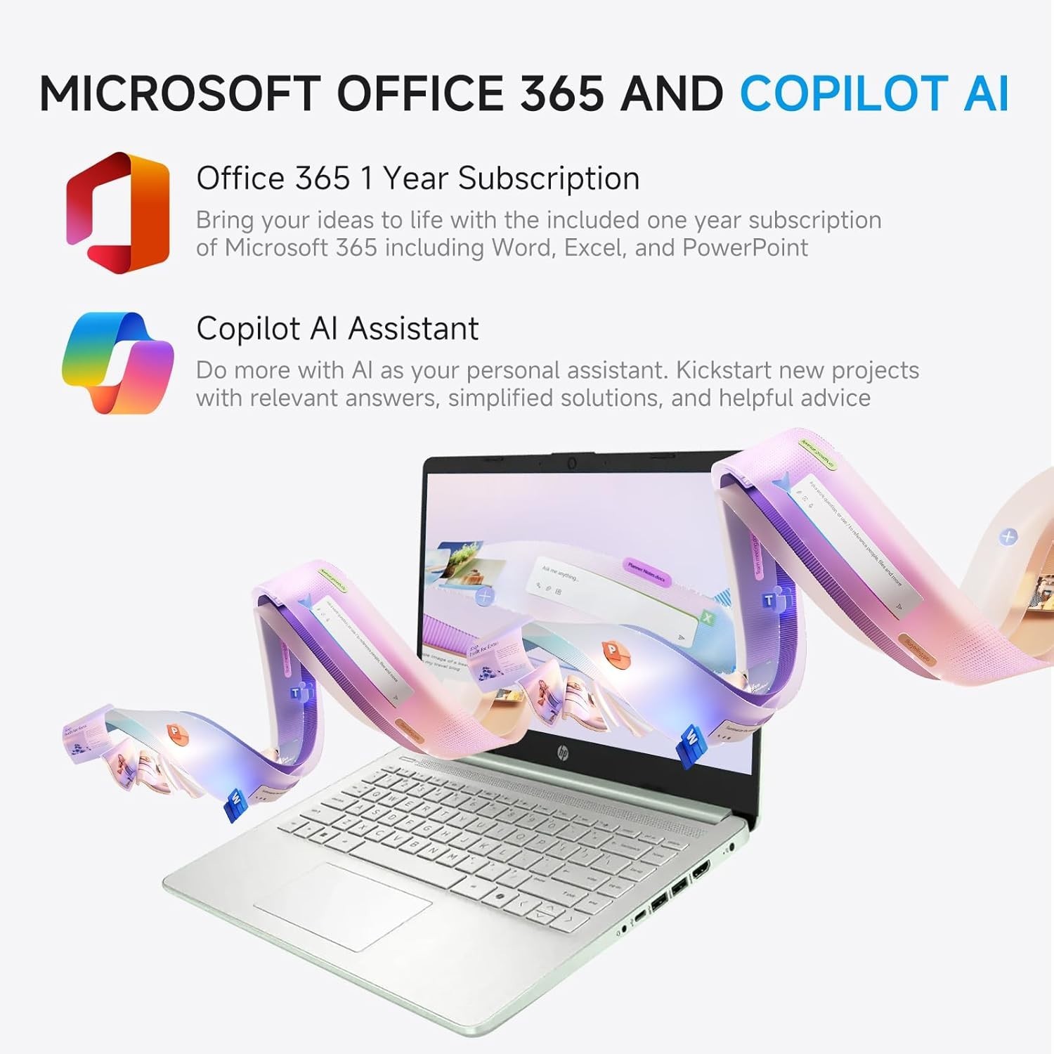 HP 14″ Laptop, Intel Processor N150, 4GB RAM 128GB SSD+128GB MSD, Green , Win11P