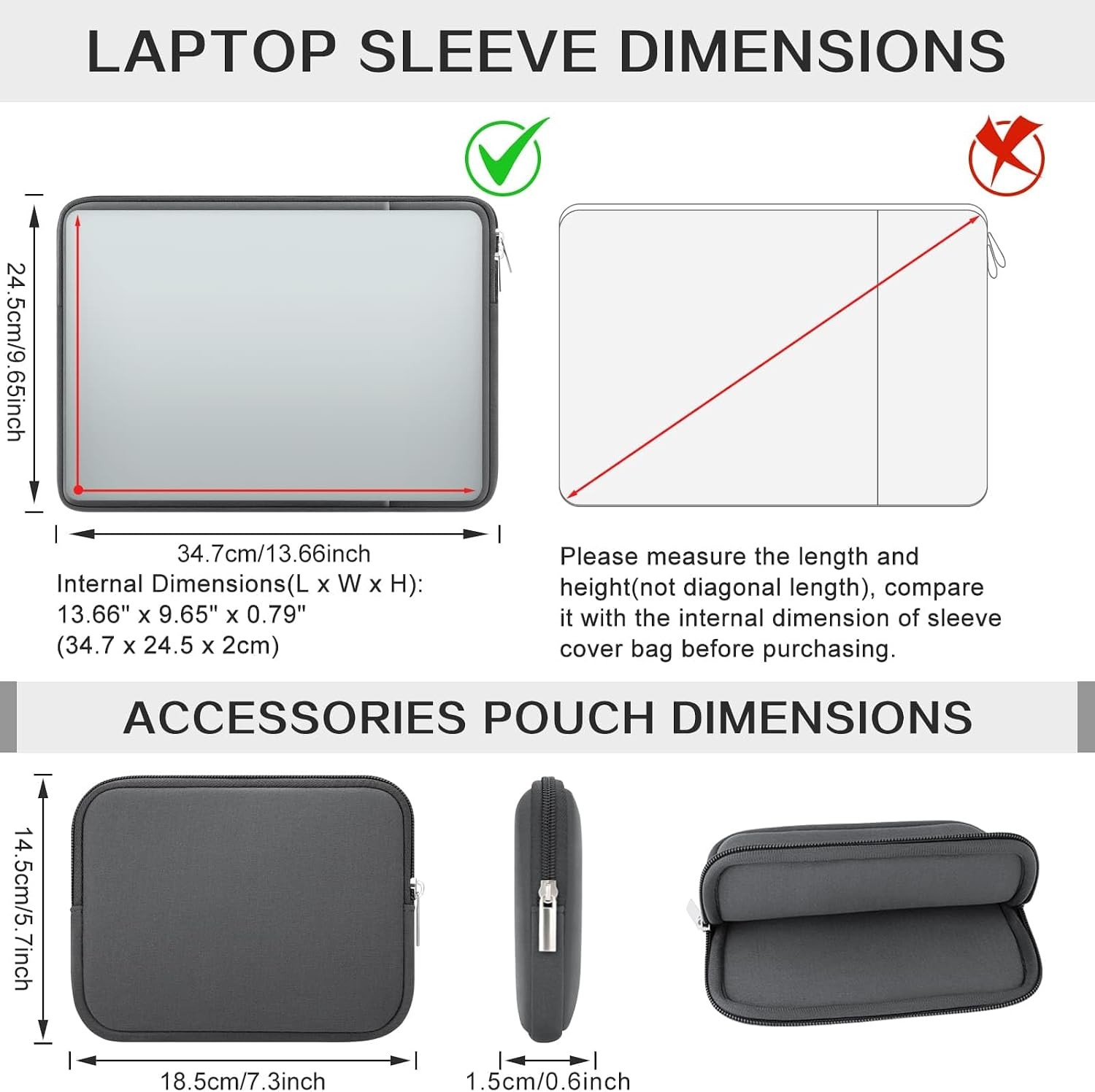 14 Inch Laptop Sleeve Case Protective Soft Padded Zipper Cover for 14″ Notebook
