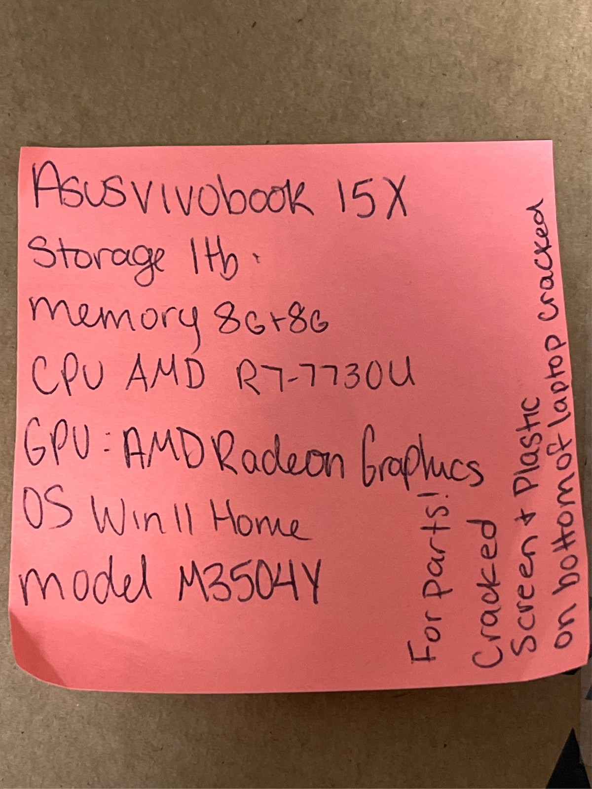 ASUS Vivobook 15X OLED Laptop, 15.6″ FHD OLED Display, AMD Ryzen™ 7 *For Parts*