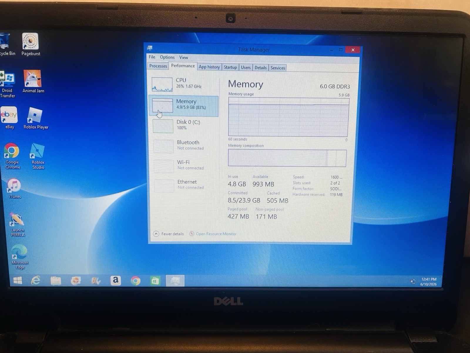 Dell Inspiron 15-3567 15.6″ i3-4010U 6 GB RAM DDR3 500 GB
