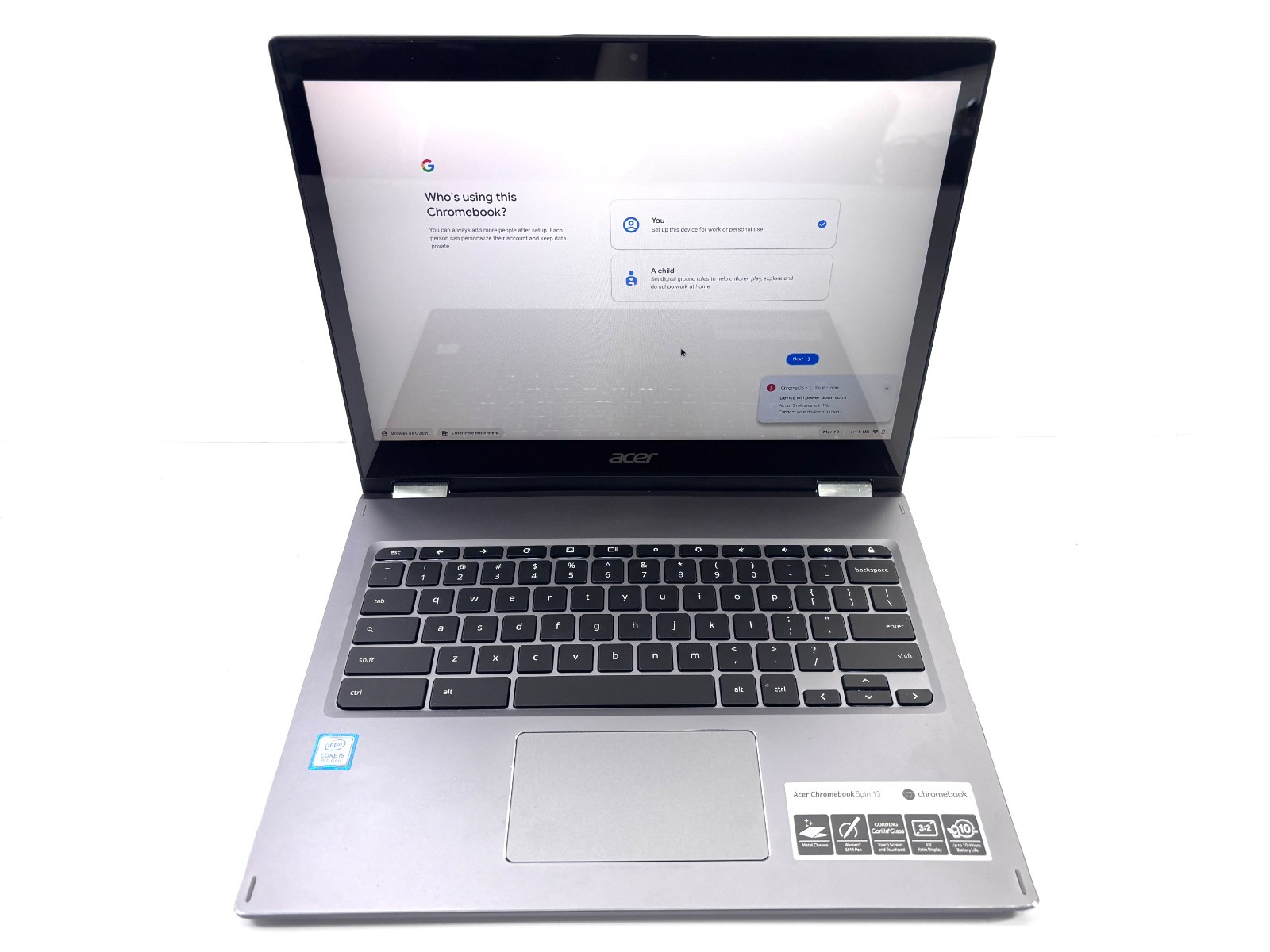 Acer Chromebook Spin 13 – 13.5″ QHD+ Touch, 1.6GHz i5, 8GB RAM, 64GB SSD