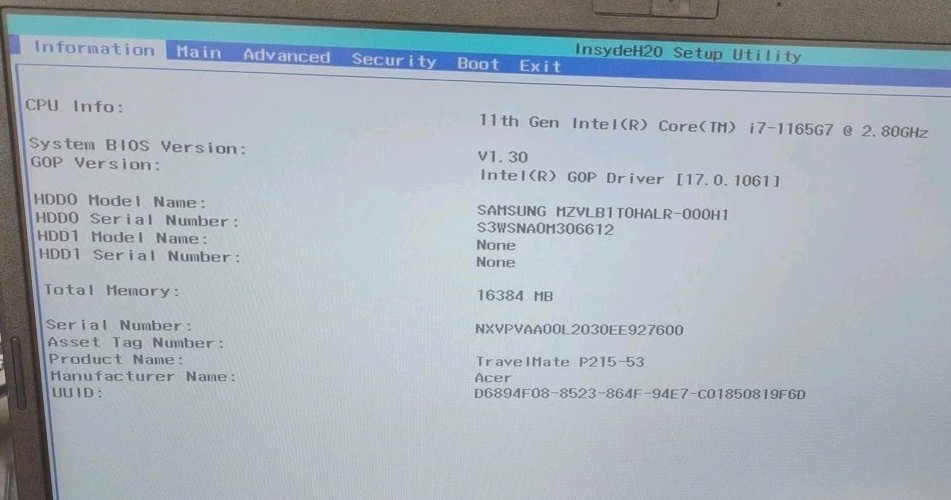 Acer TravelMate P215-53 N19Q8 W/ I7-1165G7, 16GB, 1TB.