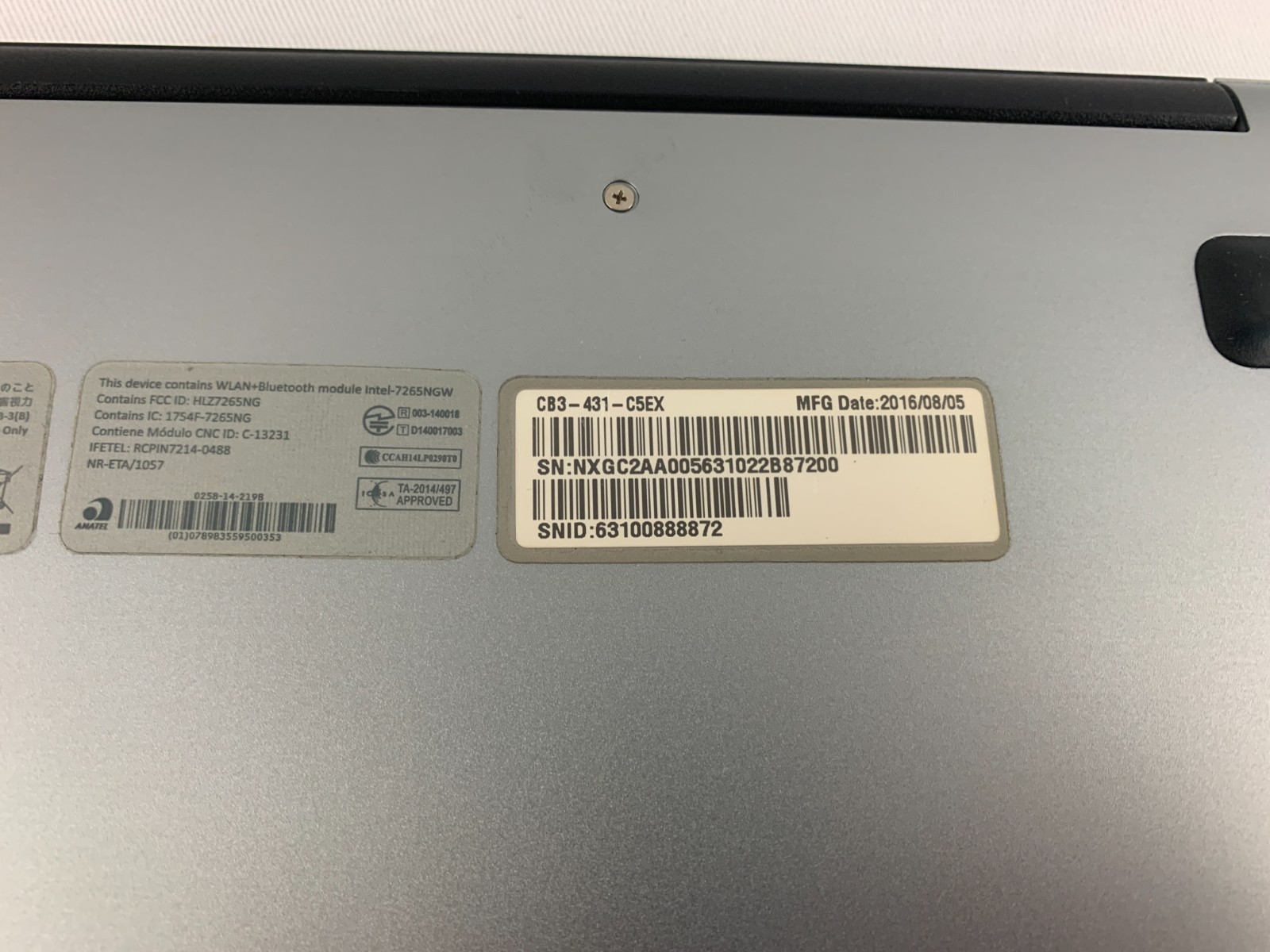 Acer CB3-431 Chromebook, Intel Celeron N3160 1.6GHz, 4GB RAM, 72% Battery