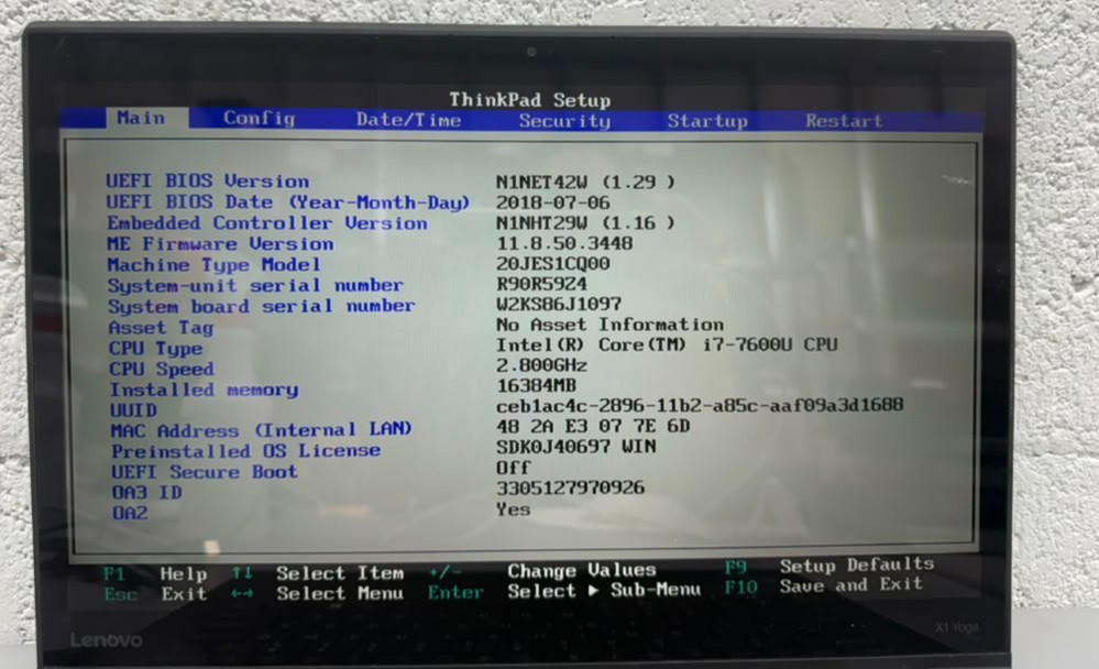 Lenovo ThinkPad X1 Yoga Gen 2 Core i7 16GB RAM No SSDU ntested