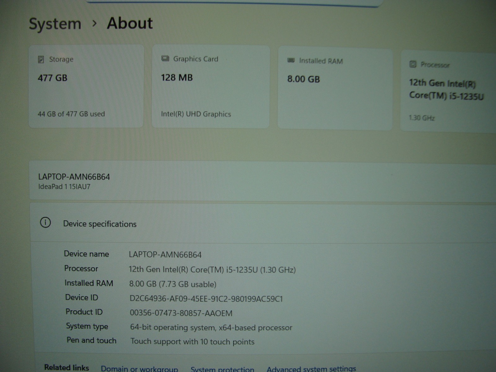 Lenovo IdeaPad 1 15IAU7 15.6″ FHD TOUCH i5-1235U 1.3GHz 8GB 512GB SSD 95t +PA
