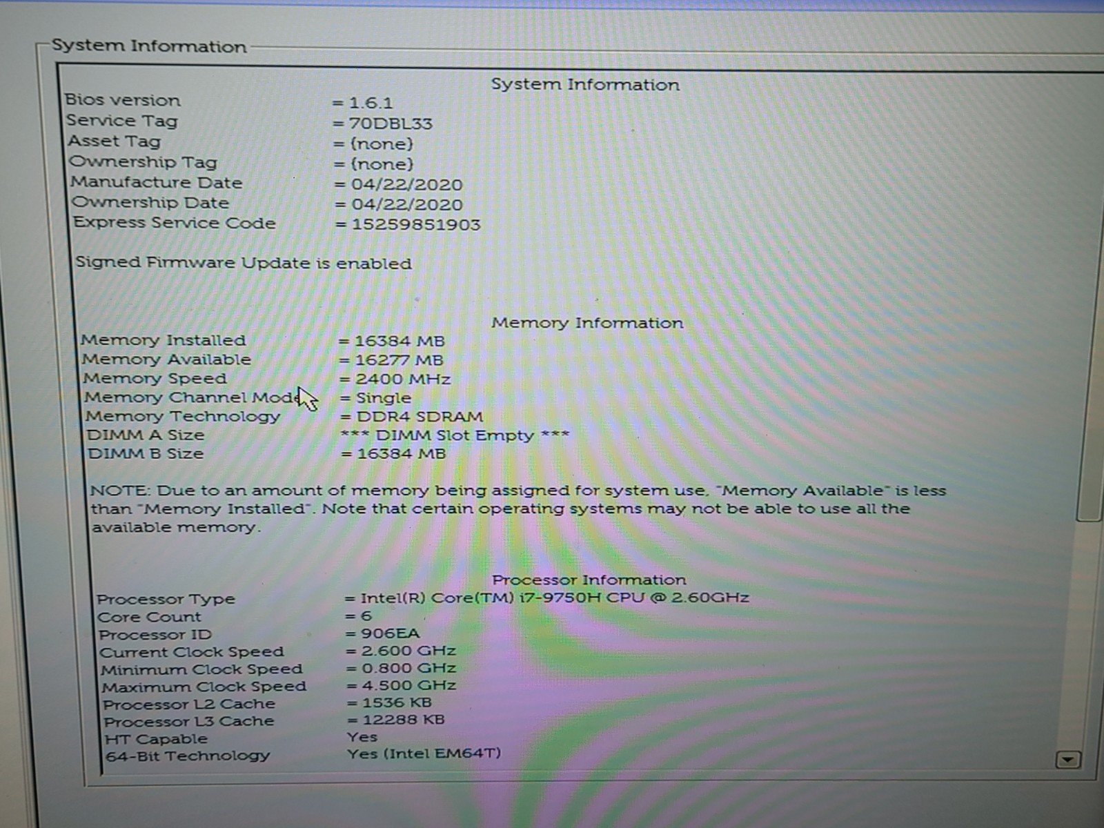 Dell Precision 3541 15.6″ FHD i7-9750H 16GB RAM Quadro P620 No OS/SSD