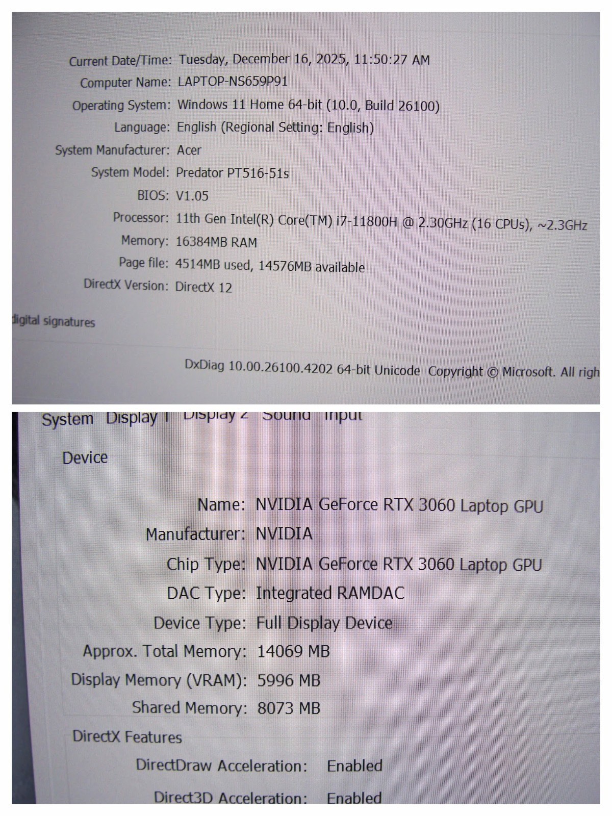 ACER Predator Triton 500 SE PT516-51s 16″QHD 165hz i7-11800H 16GB 512GB RTX3060