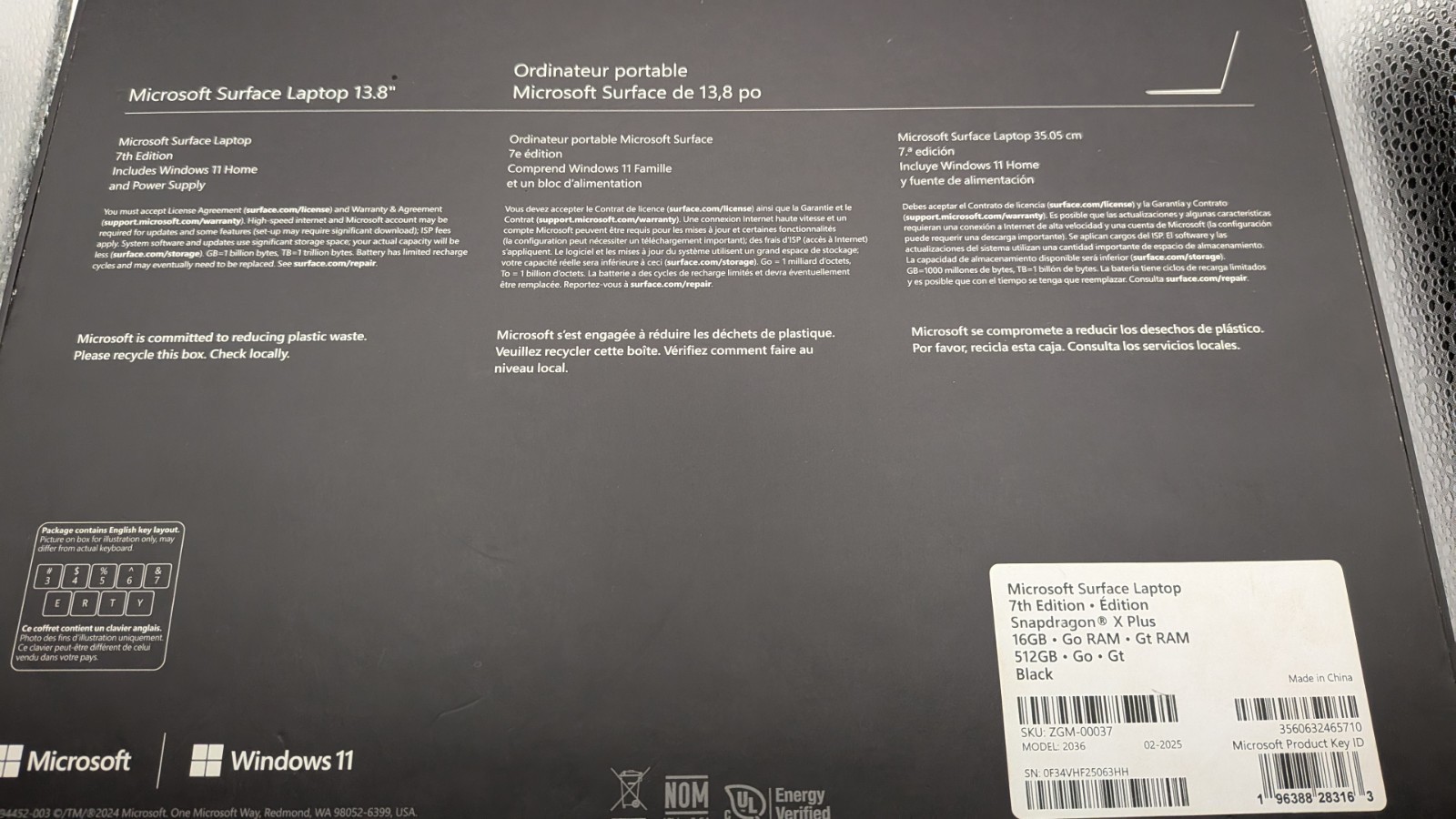 Microsoft Surface Laptop Copilot+ PC 13.8in Snapdragon X Plus 16GB 512GB SSD
