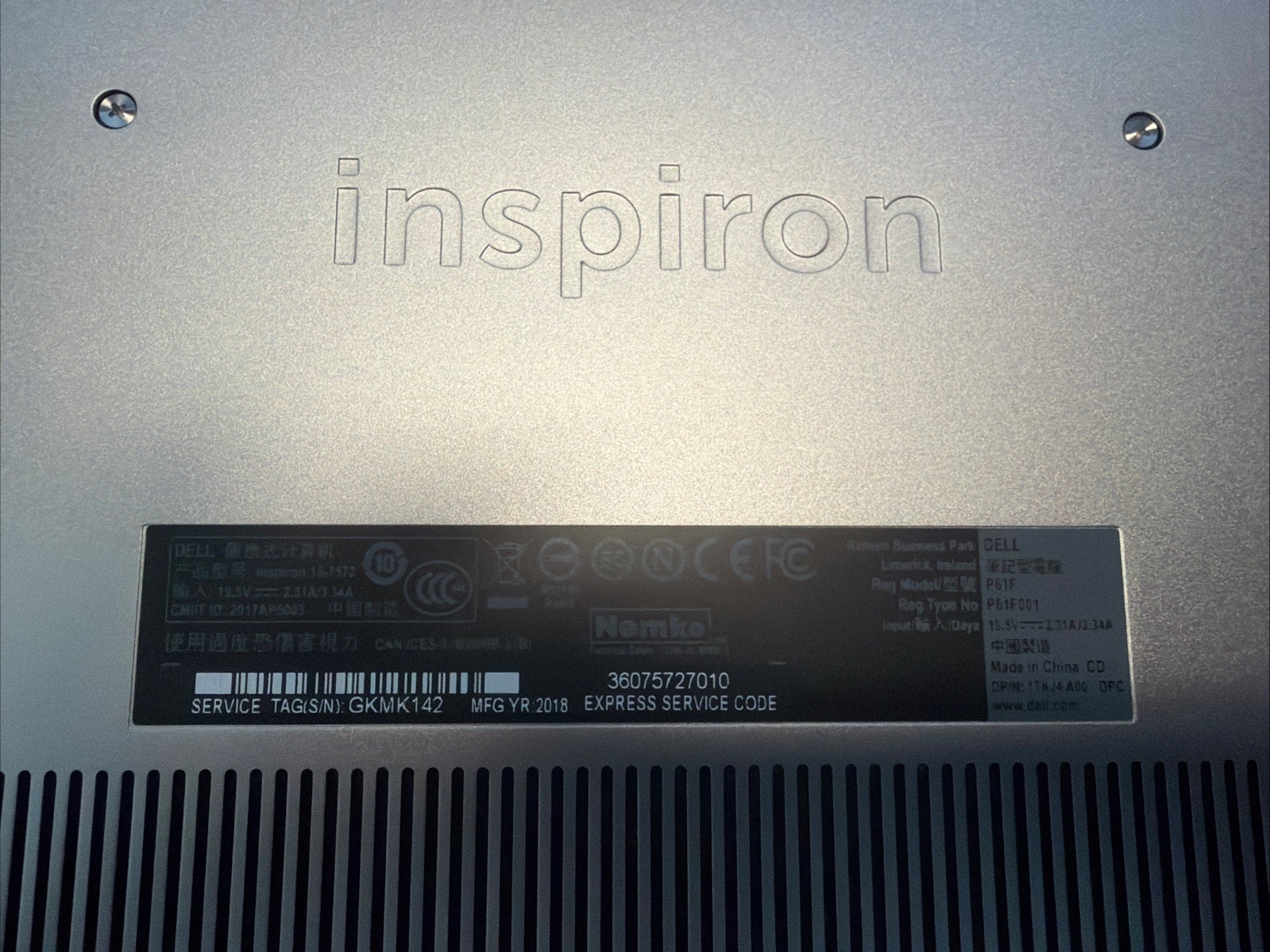 dell inspiron 15-7572