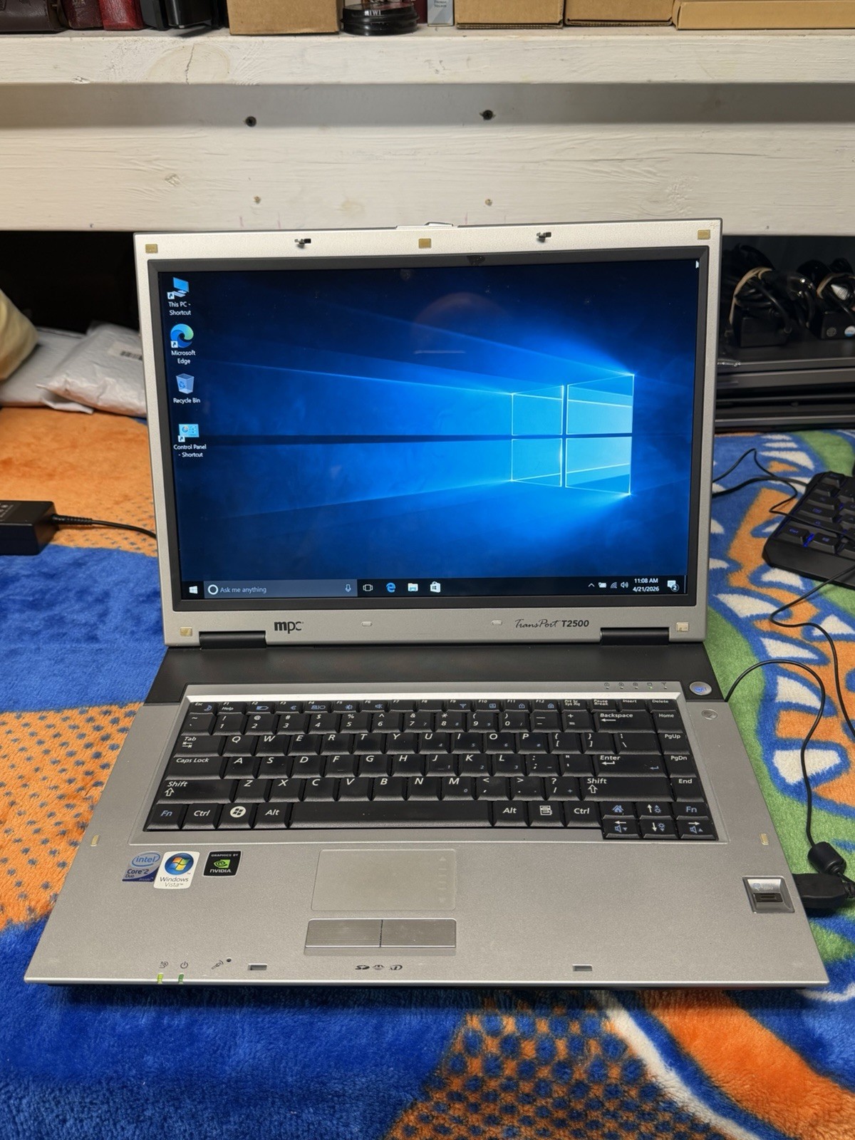 MPC Transport T2500 Laptop Computer 15.1 TFT Win10pro C2D 2.50 40GB 4GB DVDRW