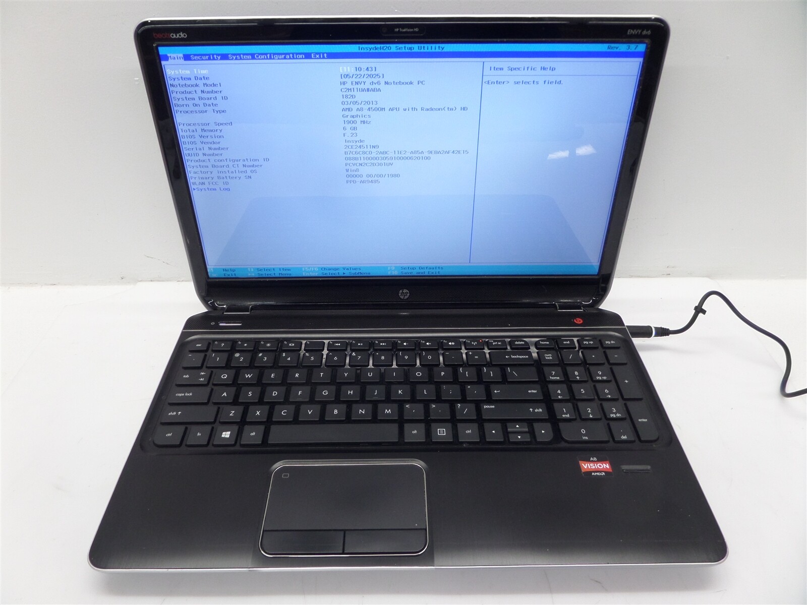 HP Envy dv6 15.6″ Laptop w/ AMD A8-4500M 1.9GHz APU 6GB RAM – No HDD