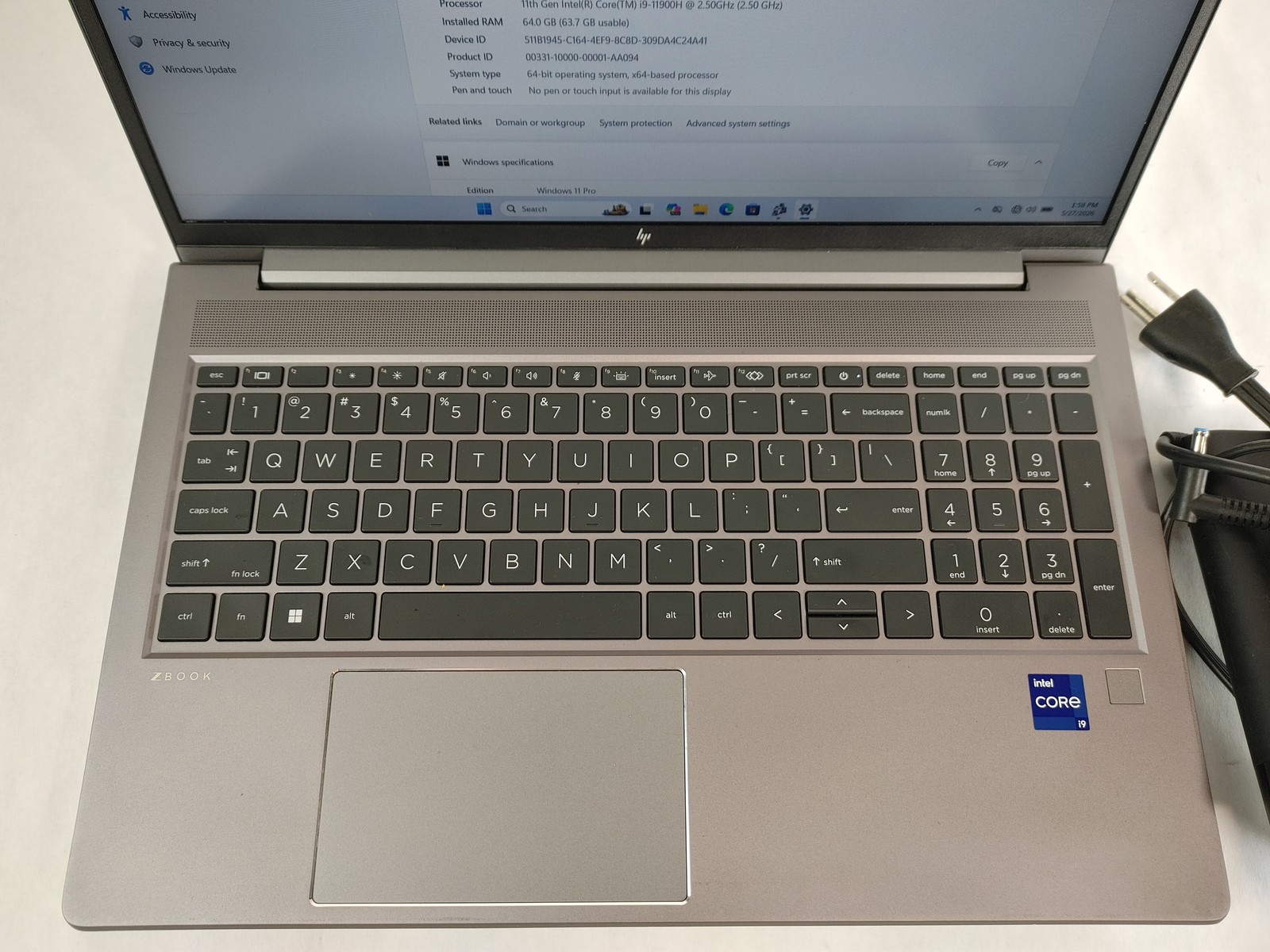 HP Zbook Power G8 Core i9-11900H 2.50 GHz 64 GB DDR4 2 TB NVMe Windows 11 Pro