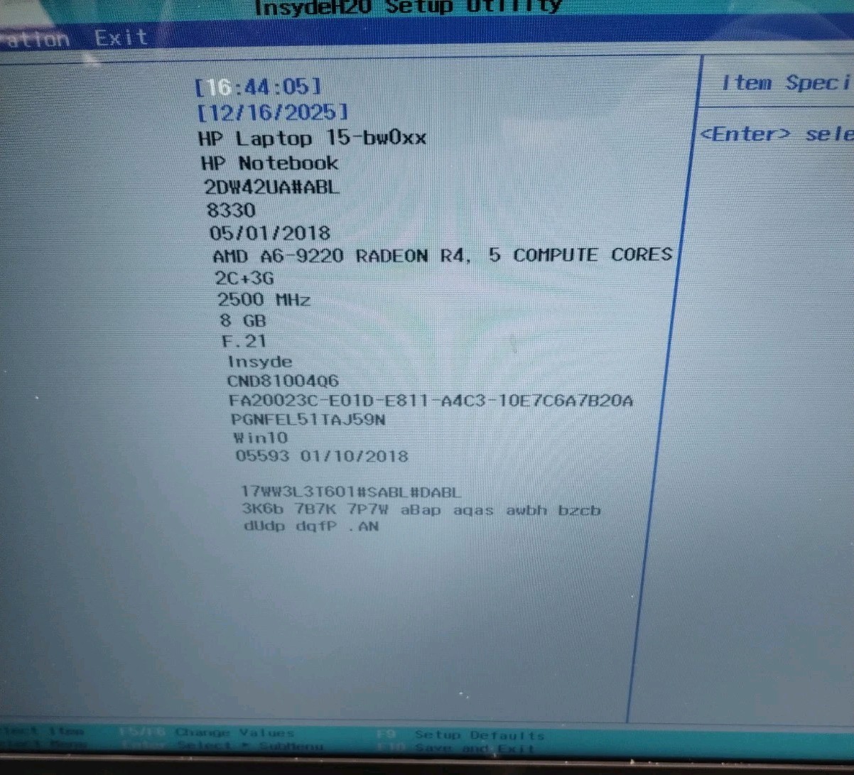 Hp Notebook 15bw0xx 15.6″ Laptop AMD A6-9220 Radeon R4 8GB RAM For Parts/AS IS