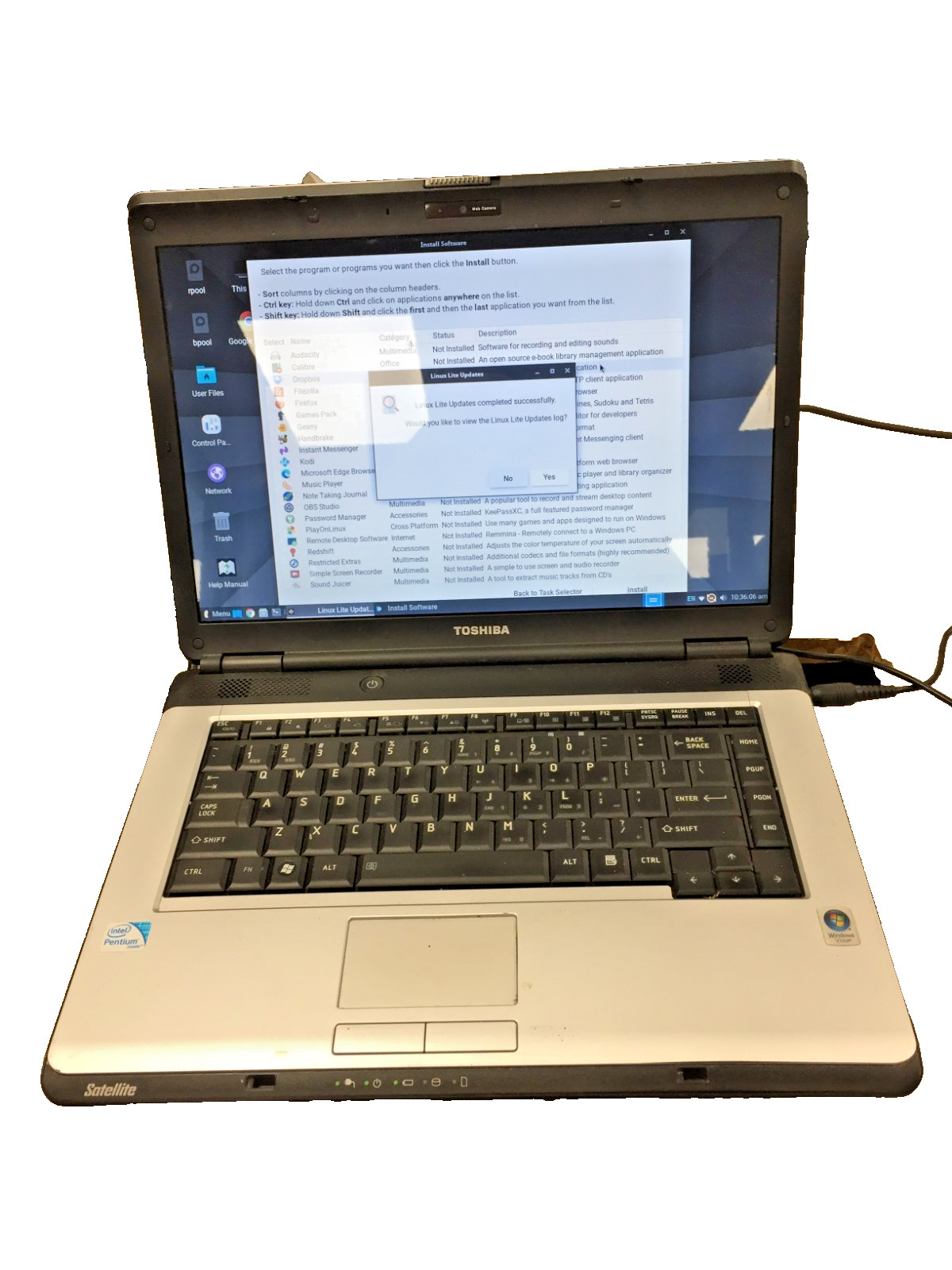 Toshiba Satellite L305-S5885 15.4″ T3400 2.16Ghz 160gb HDD – Linux Lite Working!