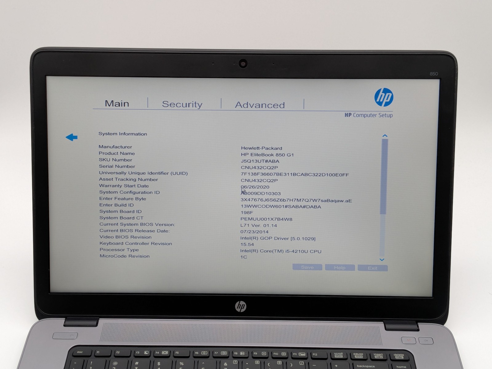 HP EliteBook 850 G1 15″ HD I5-4210U 256GB SSD 8GB W10P Webcam Backlit