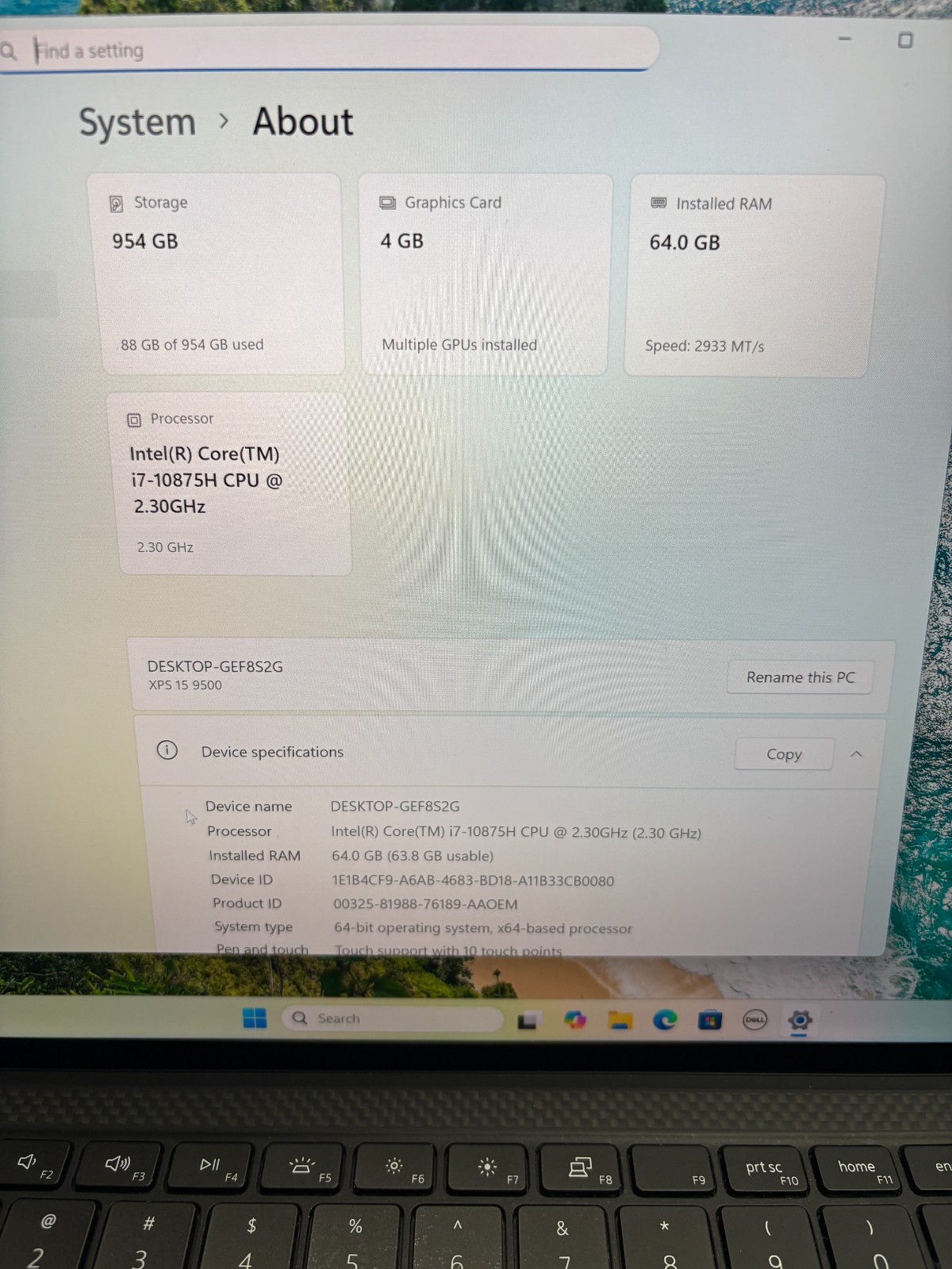 Dell XPS 9500 Laptop i7-10875H 2.3GHZ 64GB RAM 1TB SSD W/ GTX 1650 TI – Silver