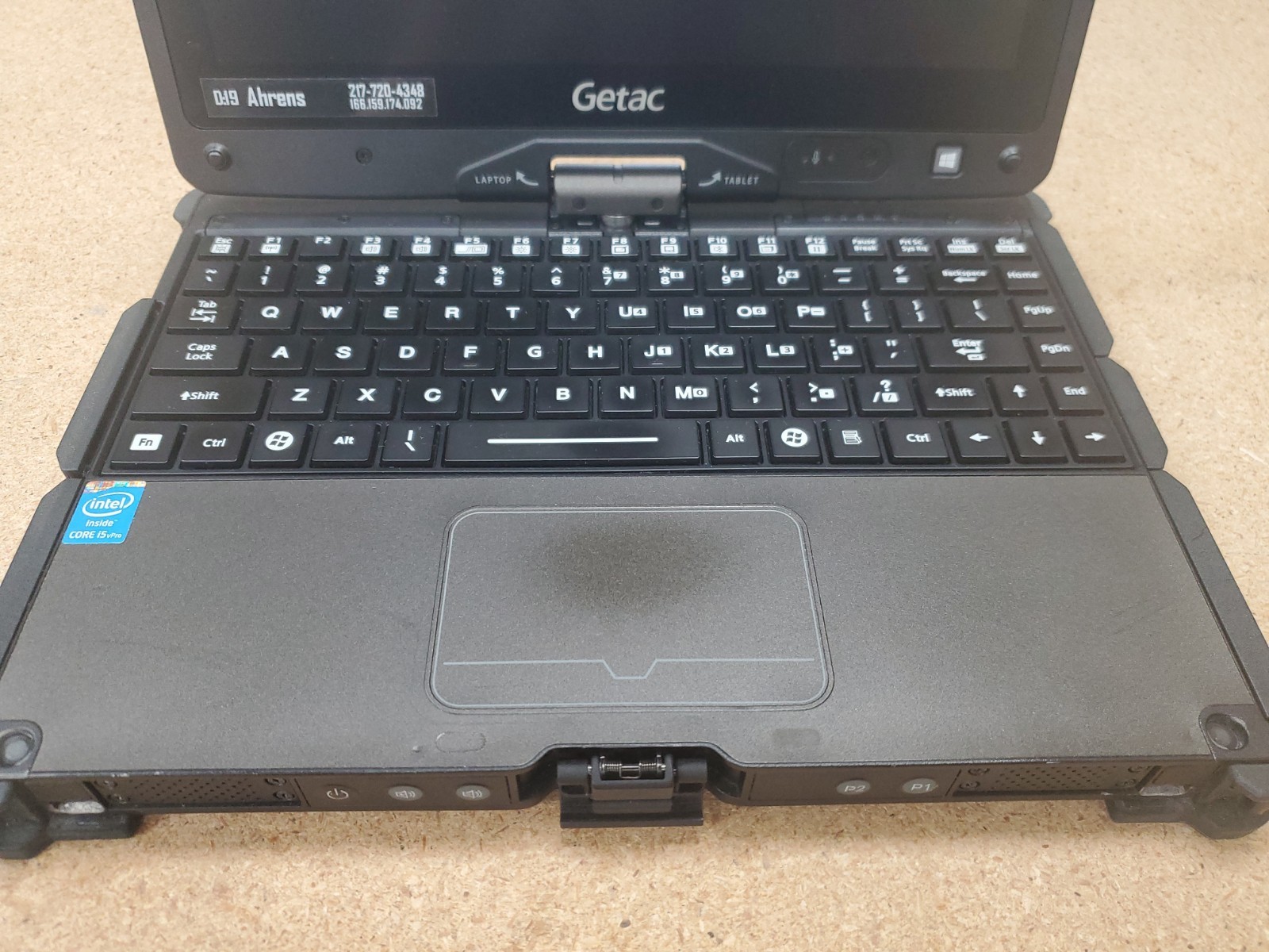 GETAC V110 Laptop Tablet Touch Screen i5-4300U 1.90GHz 8gB No HDD 9650hrs