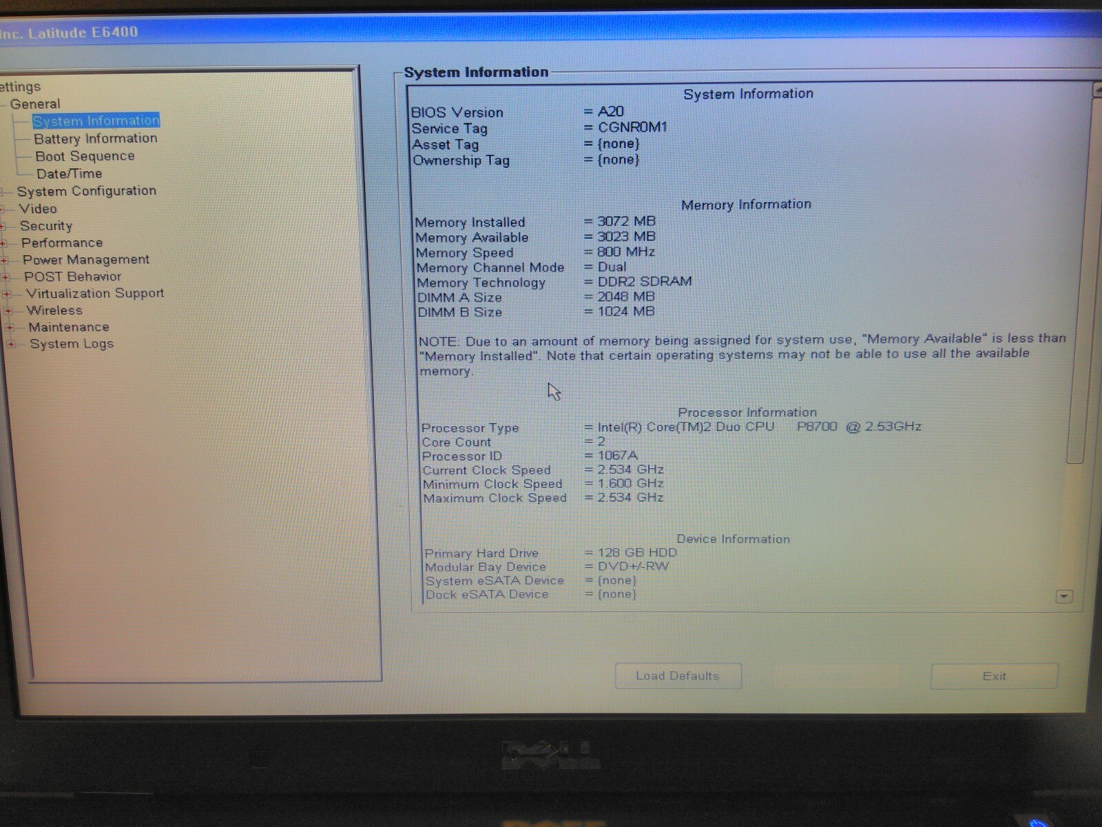 Dell E6400 14″ WXGA Laptop Intel P8700 2.53GHz 3GB RAM 128GB SSD Wifi Win 10 Pro