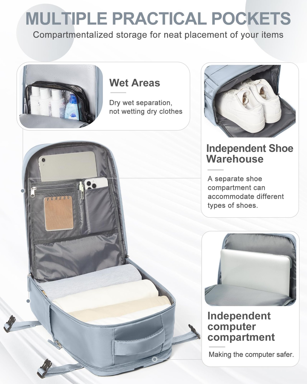 Coowoz Travel Backpack Carry On for Women & Men, Gym, Laptop Compartment