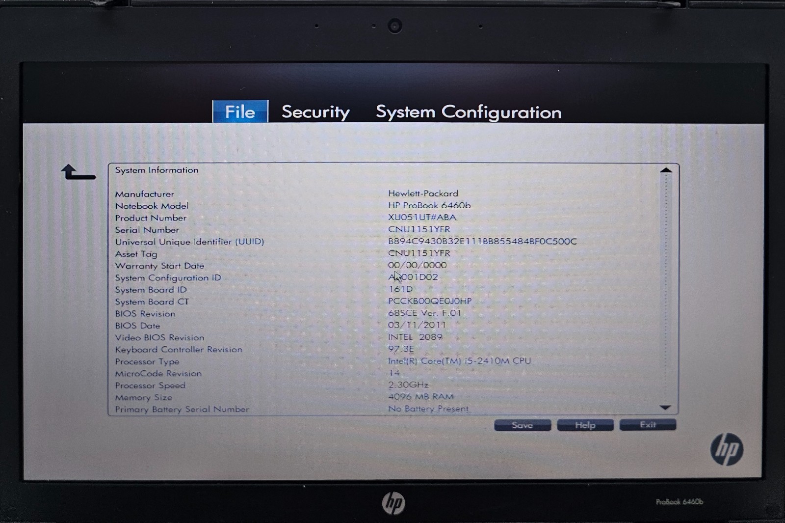 HP ProBook 6460b 14″ Laptop Intel Core i5-2410M 4GB Ram NO HD/OS (FL)