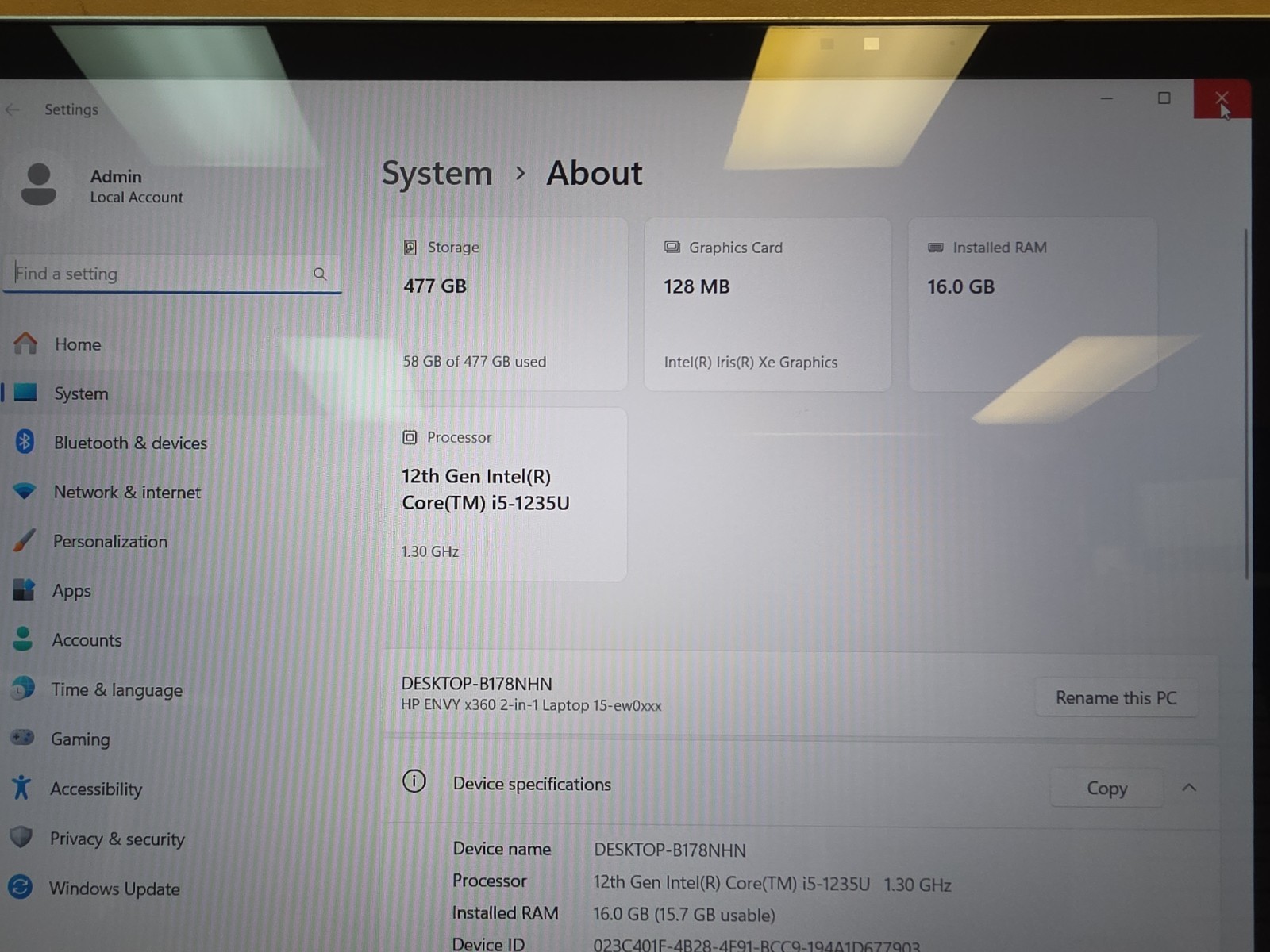 HP ENVY X360 Laptop 15-EW0013DX | CORE I5-1235U | 512GB | 16GB | Windows 11