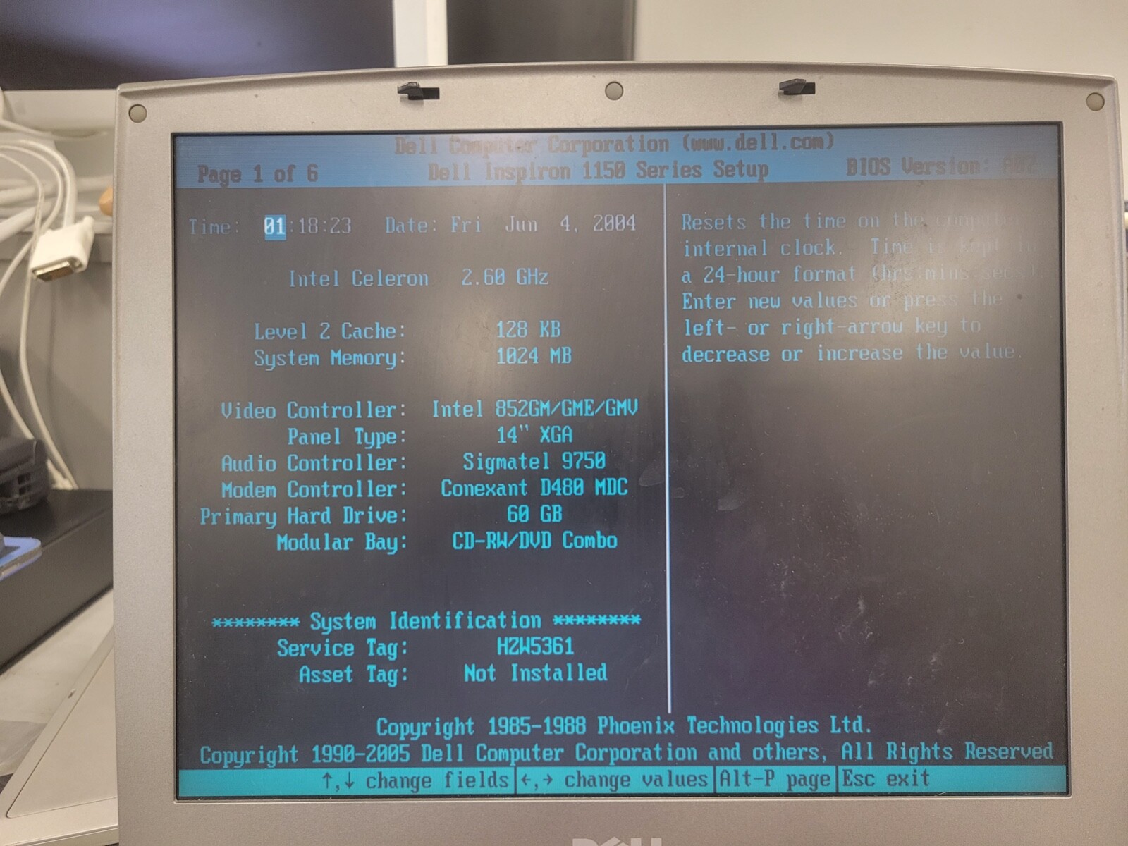 Dell Inspiron 1150 Laptop Celeron 2.6GHz 1GB RAM 60GB HDD – As-is, boots to BIOS