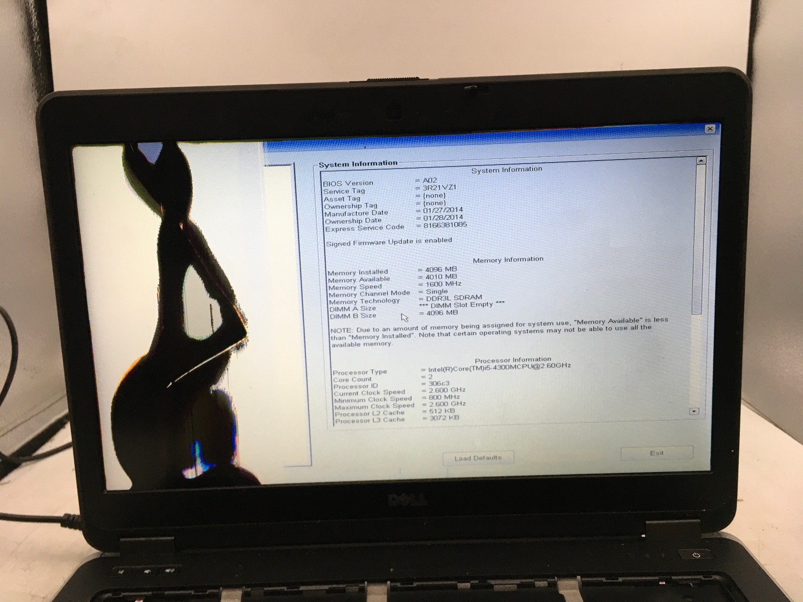 DELL LATITUDE E6440 – BOOTS TO BIOS/BAD LCD – INTEL I5 4TH GEN – NO RAM -14″-BB