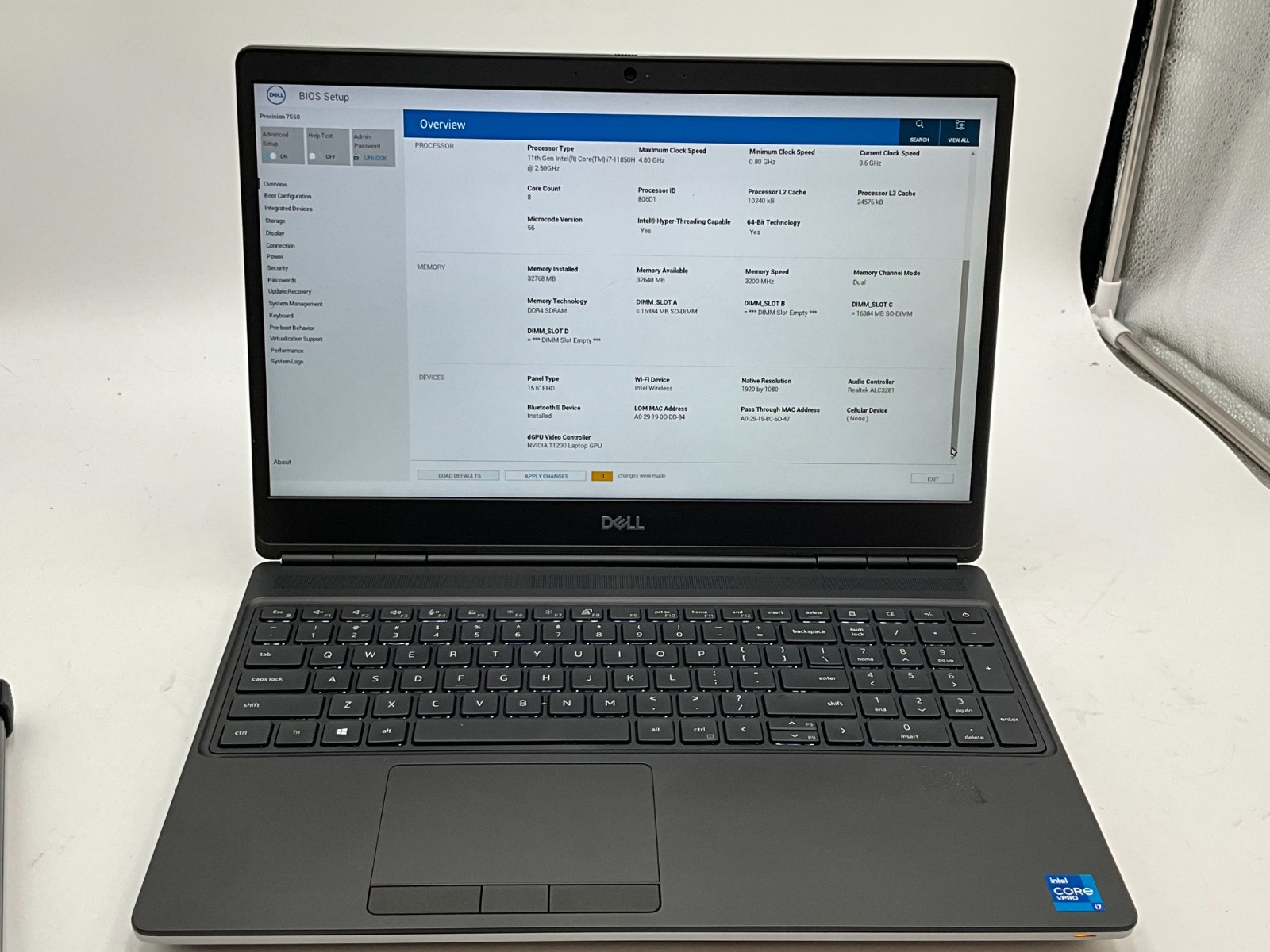 DELL Precision 7560 i7-11850H 2.50g 32GB 1tb T1200 15.6″ WIN11 Laptop 8KRF2J3