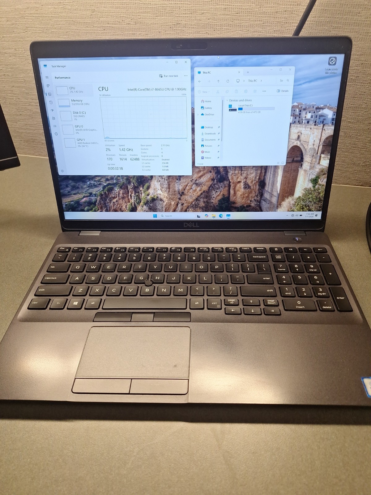 15.6″ Dell LATITUDE 5500 Laptop i7-8665U @ 1.90GHz 32GB RAM 512GB SSD