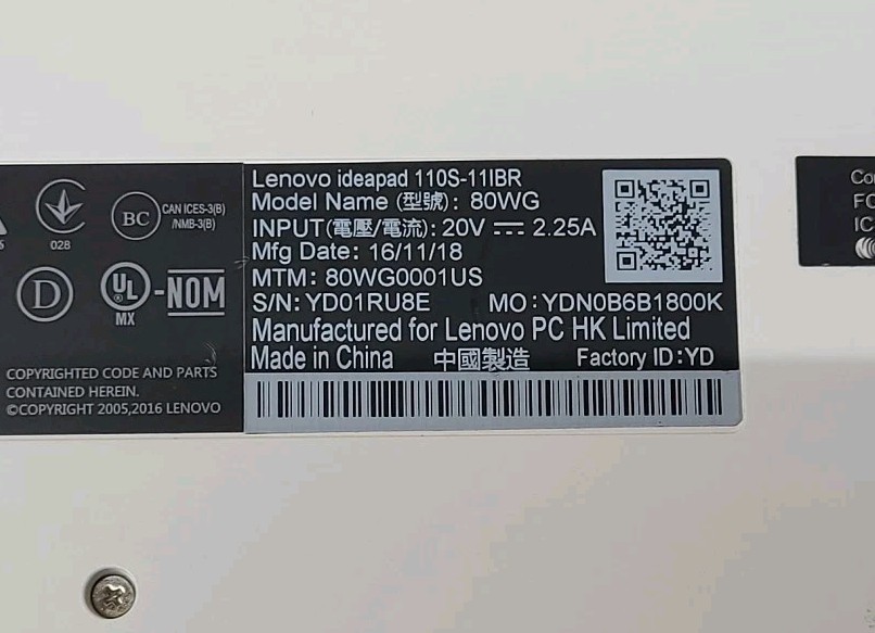 Lenovo IdeaPad 110S, Intel Celeron N3060 @ 1.6GHz, 2GB RAM, 32GB SSD, W10P
