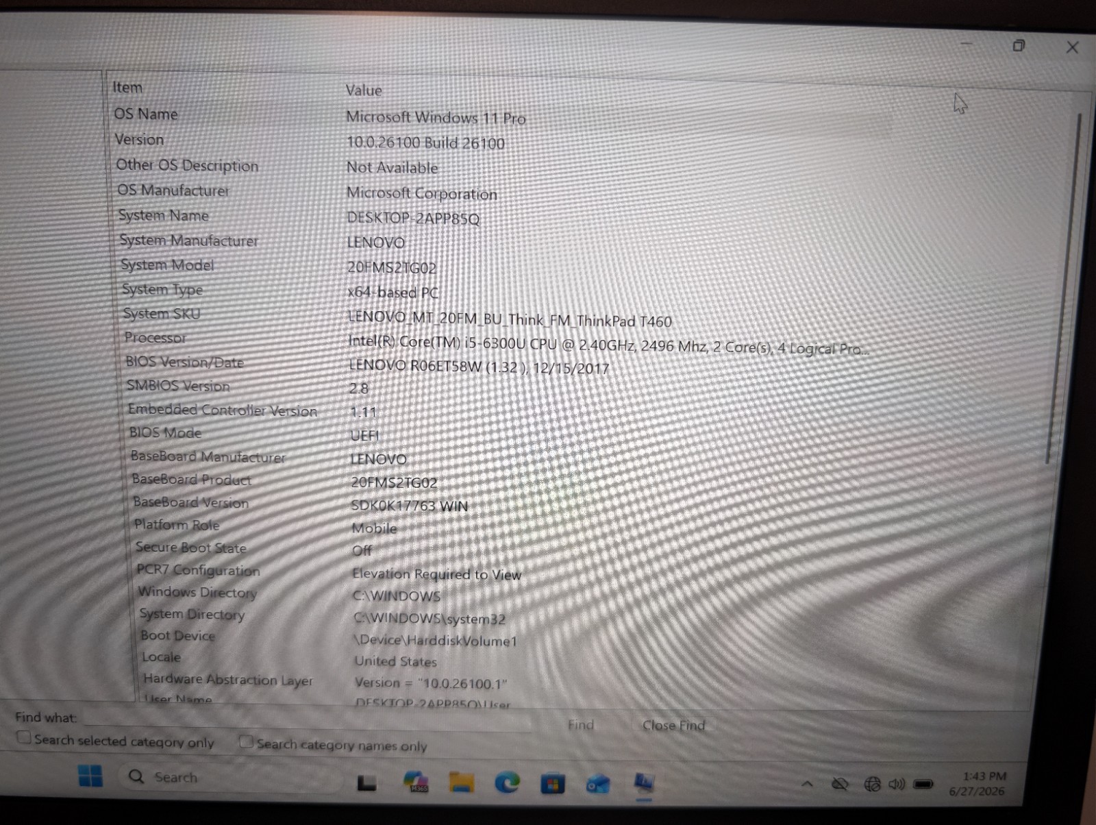 Lenovo ThinkPad T460 i5-6300U, 12GB RAM, 256GB SSD