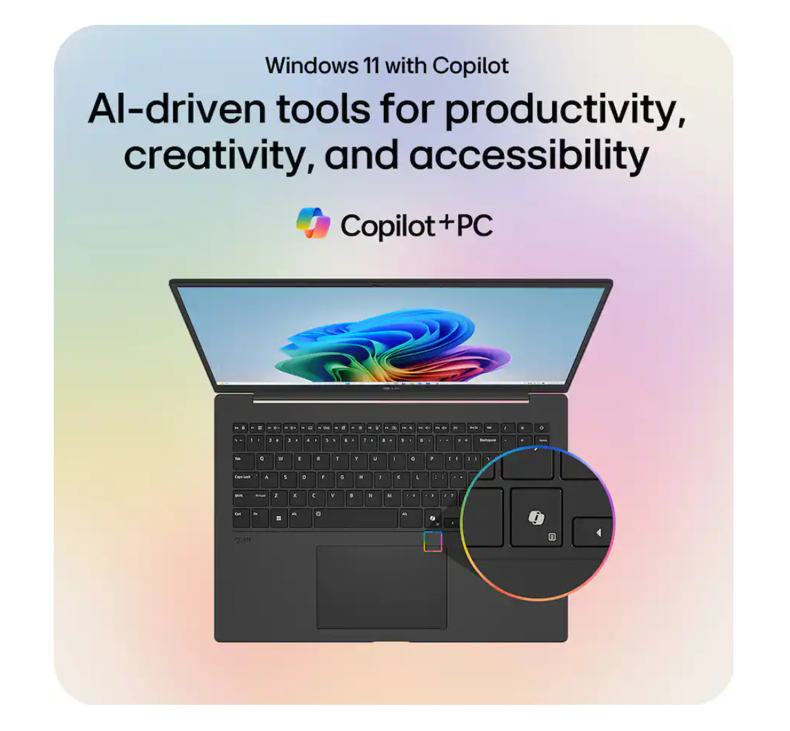 LG Gram 17″ LCD Touch Copilot+ Core U7-258V 32GB RAM 1TB SSD Black – Win 11 Home