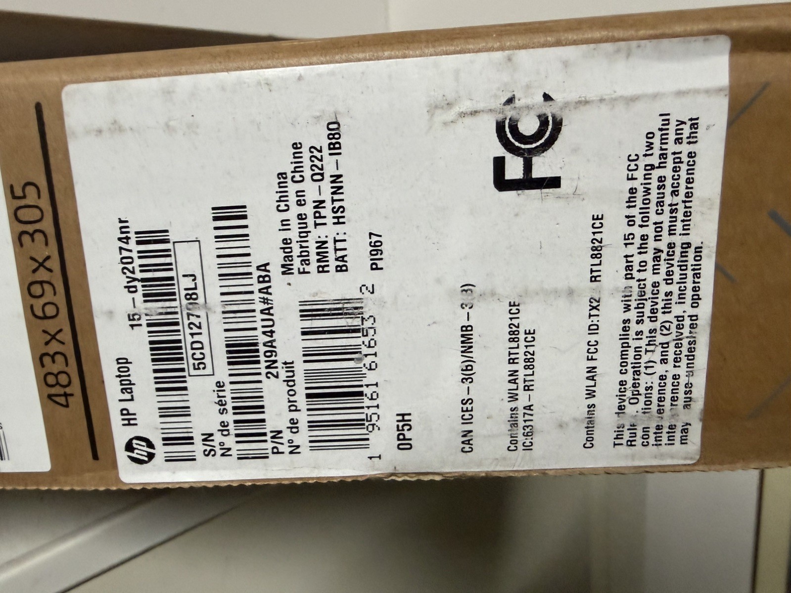 HP 15-DY2074NR 15.6 inch (8GB, Intel Core i3-1115G4, 4.1GHz, 256GB)…