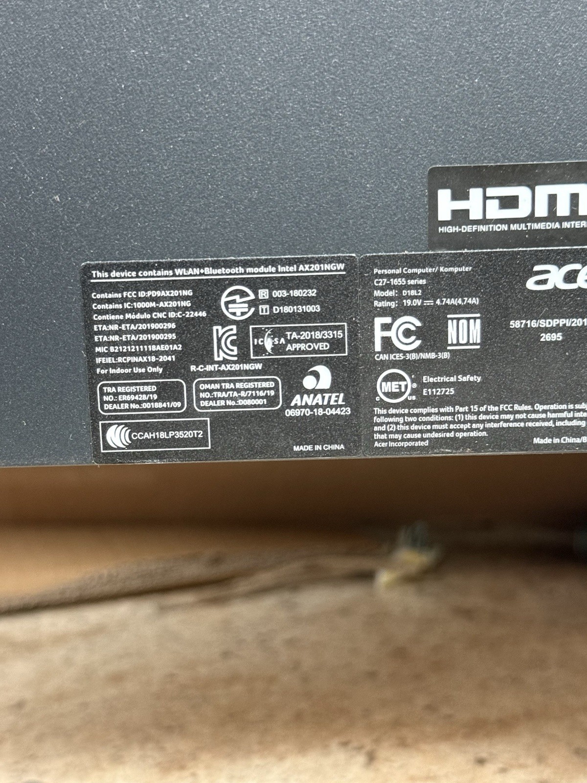Acer Aspire C27-1655 27″ AIO i3-1115G4 2023 Locked Working For Repair