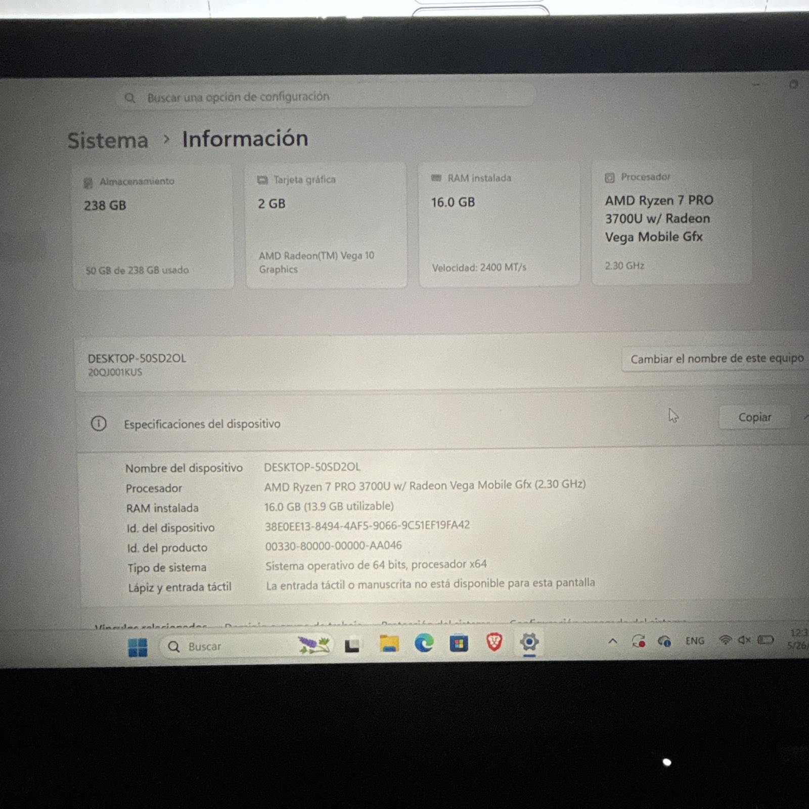 Lenovo ThinkPad T495s 14in Ryzen 7 PRO 3700U 16GB 238GB SSD Win11