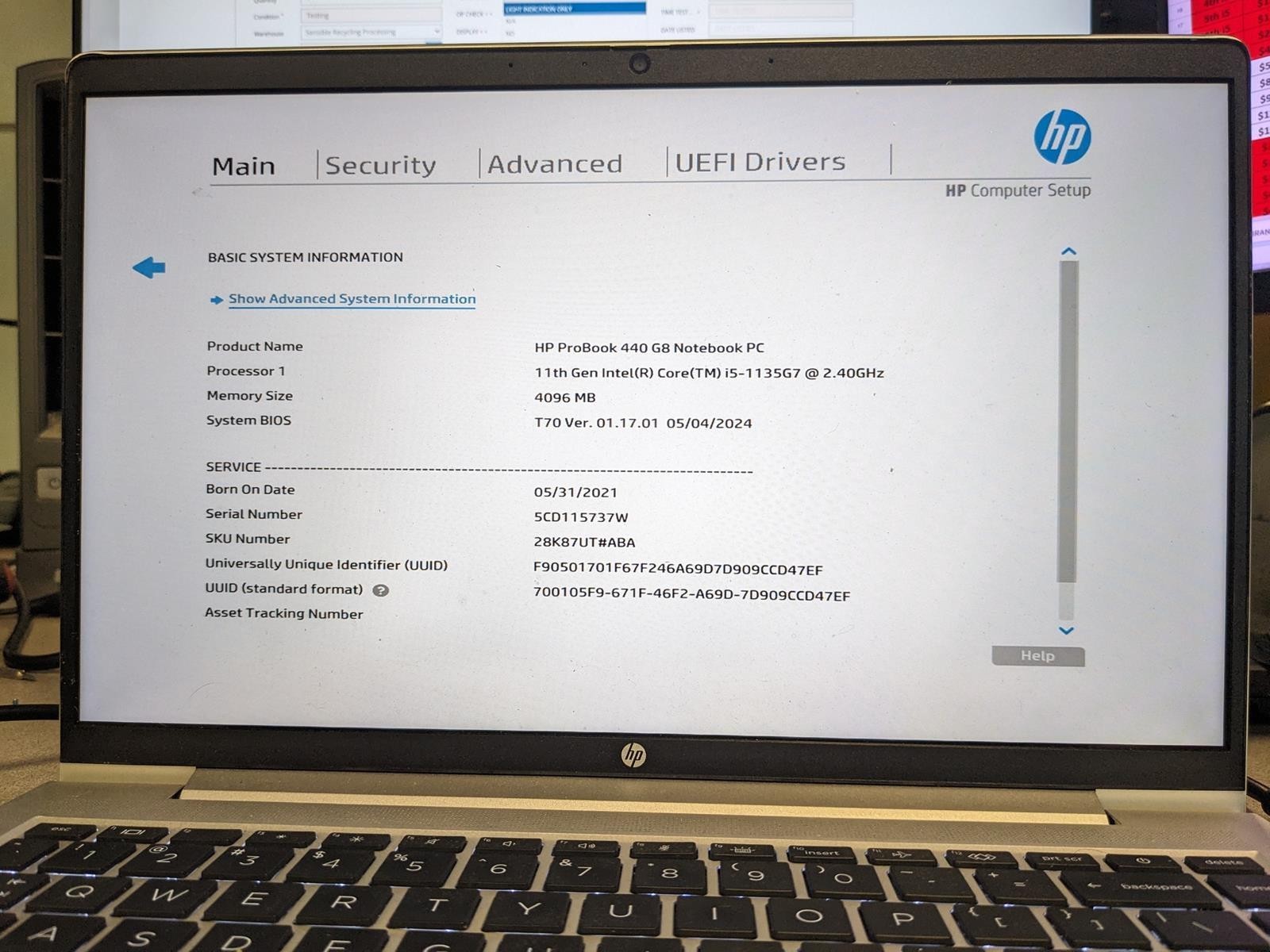 HP PROBOOK 440 G8 i5-1135G7 @ 2.40GHz, 4GB RAM, NO HDD/OS