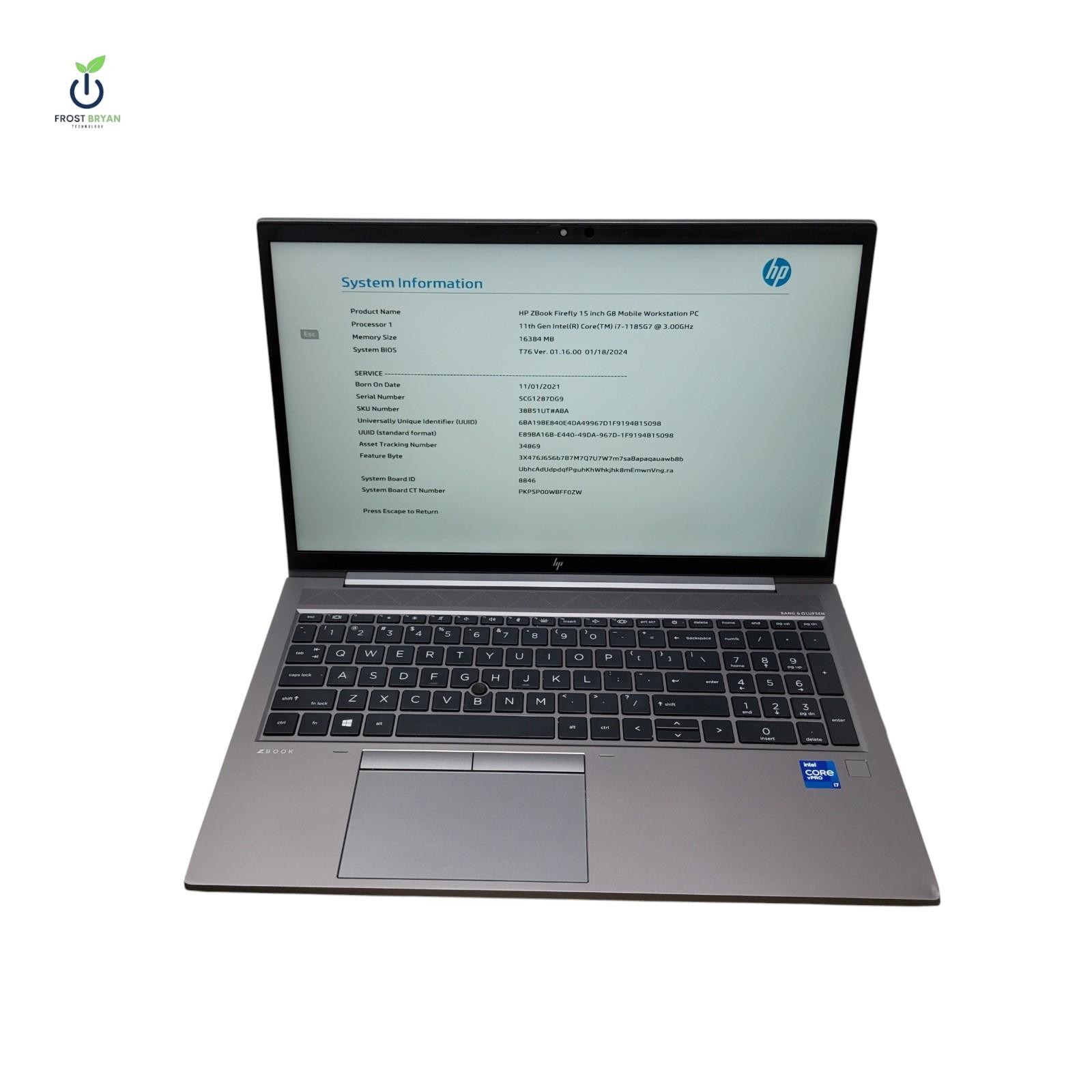 HP ZBOOK FIREFLY 15 G8 Laptop i7-1185G7@3.00GHZ 16GB 512GB No OS