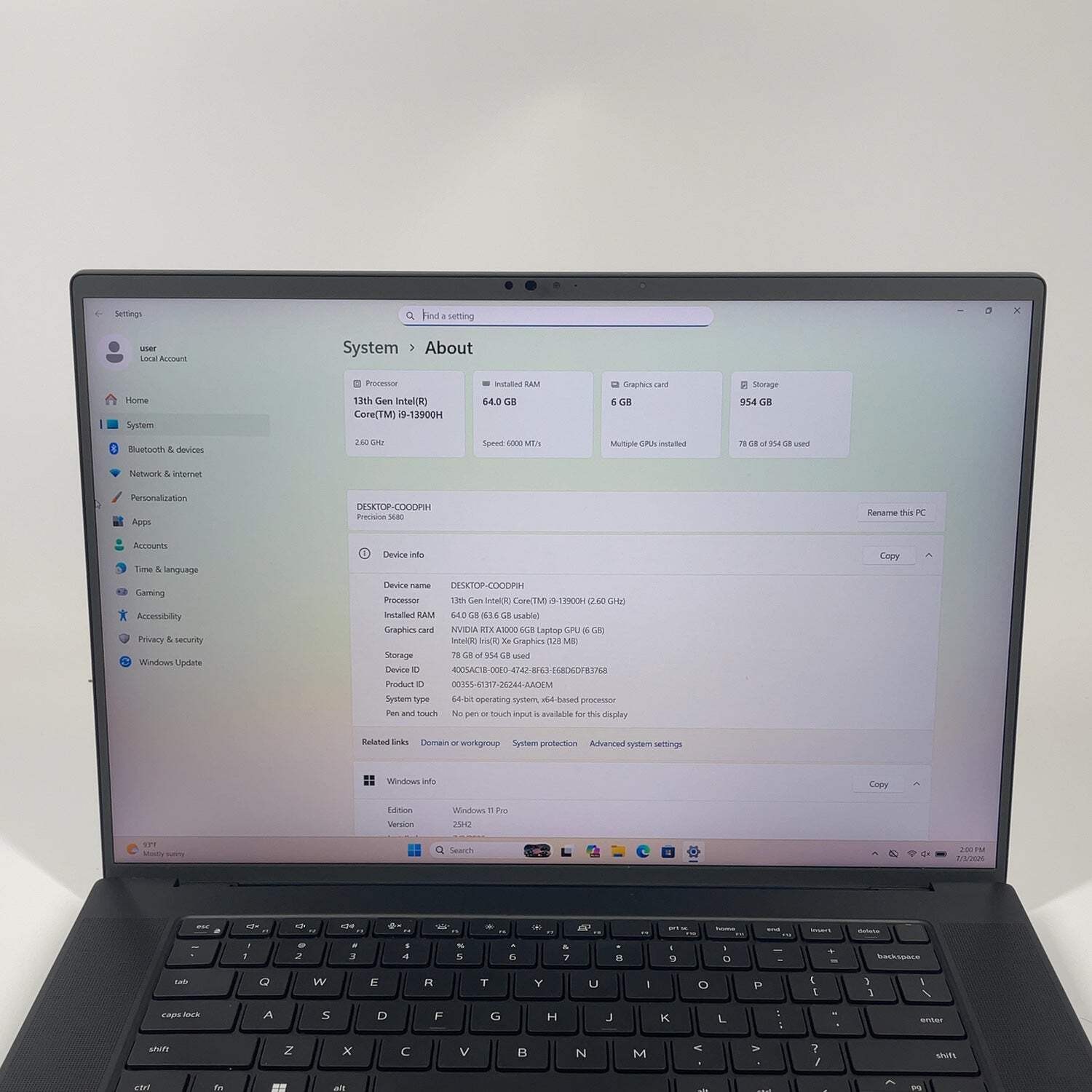 Dell Precision 5680 16″ i9-13900H 2.6GHz 64GB RAM 1TB SSD SSD RTX A1000 6GB