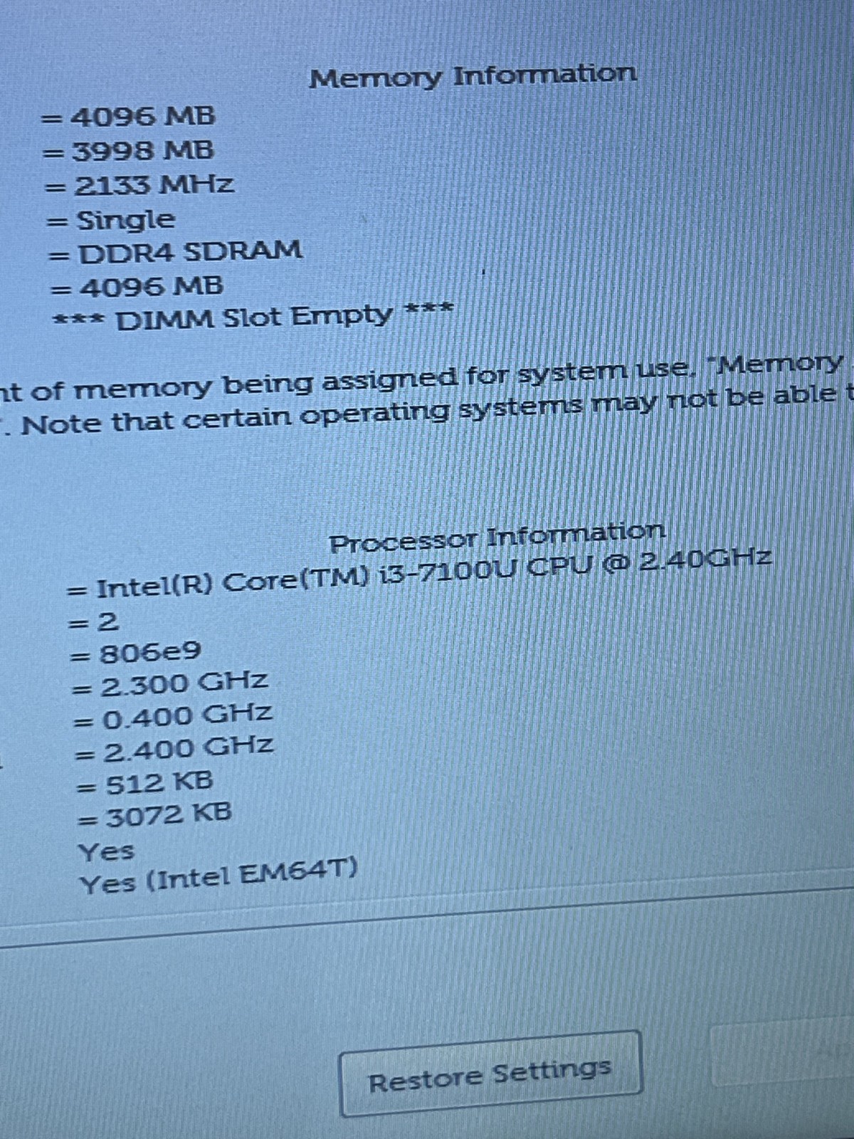 Dell Latitude 5580 Intel i3-7100U 4GB RAM No SSD/OS 15.6″ Display Laptop