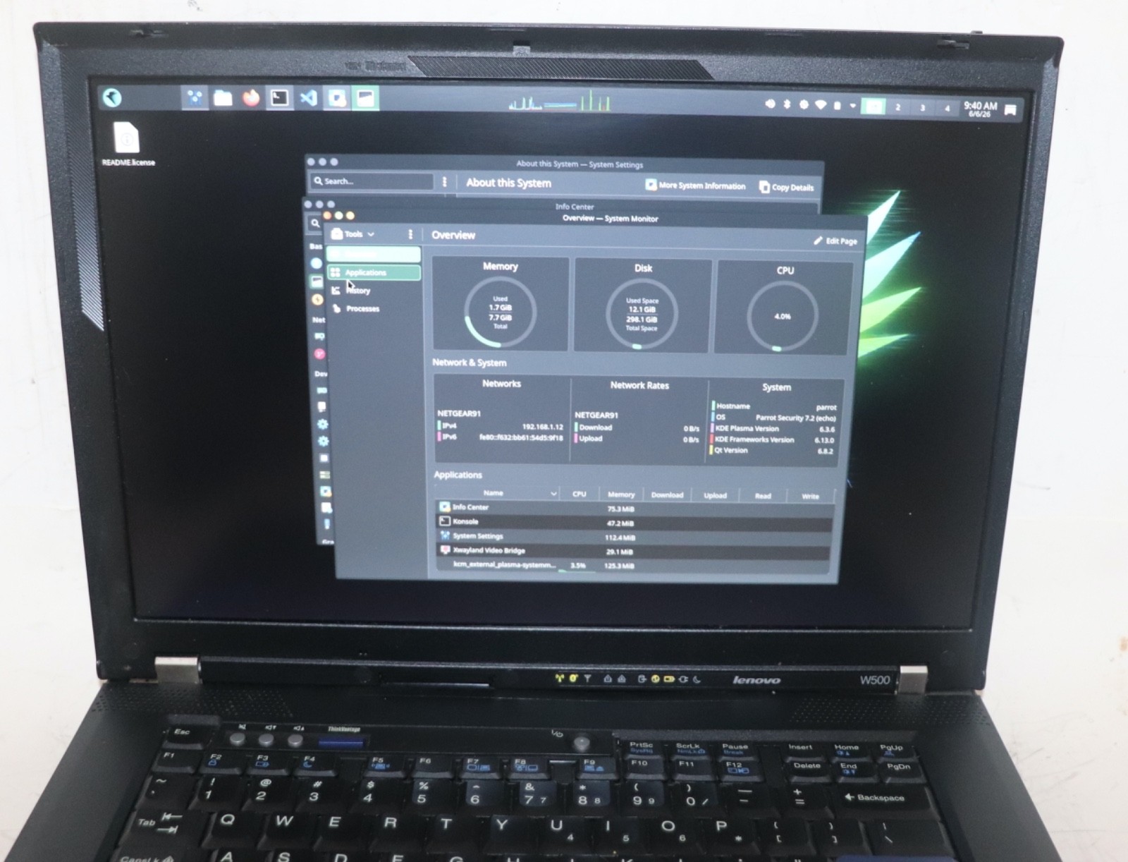 LibreBoot Lenovo ThinkPad W500|Int Core Duo@2.53GHz|8G RAM|320GB|Parrot Security